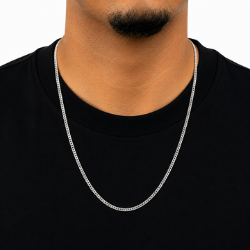 Corrente 70cm Grumet Flat 3mm Banhada a Ouro Branco COR108