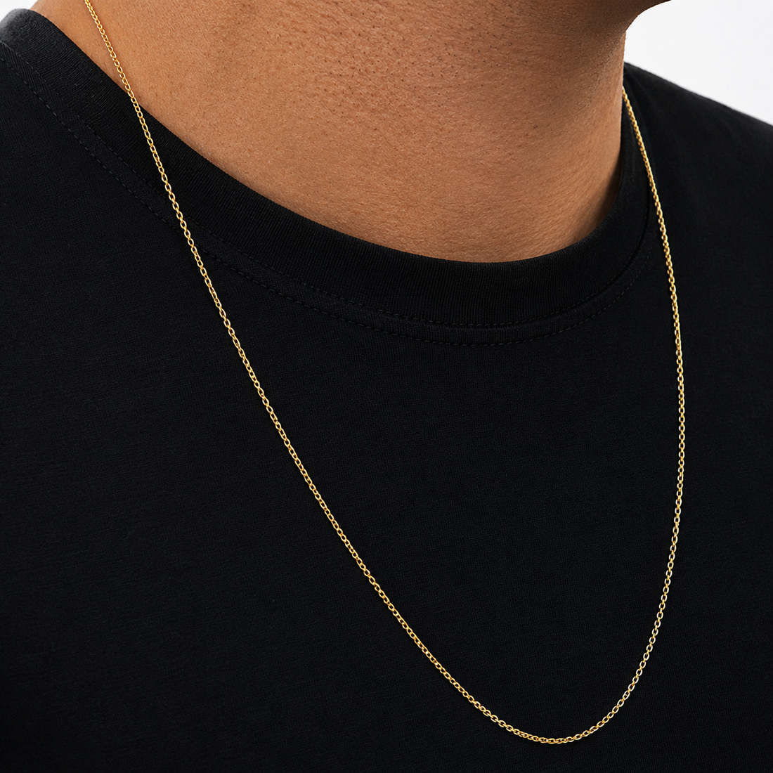 Corrente 70cm Elo Cadeado 2mm Banhada a Ouro 18k COR110