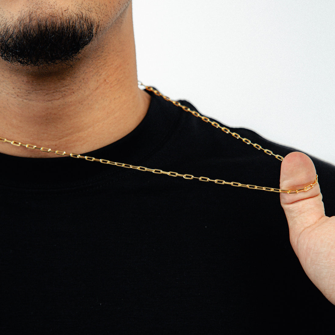 Corrente 70cm Cadeado Alongado 3,5mm Banhada a Ouro 18k COR112