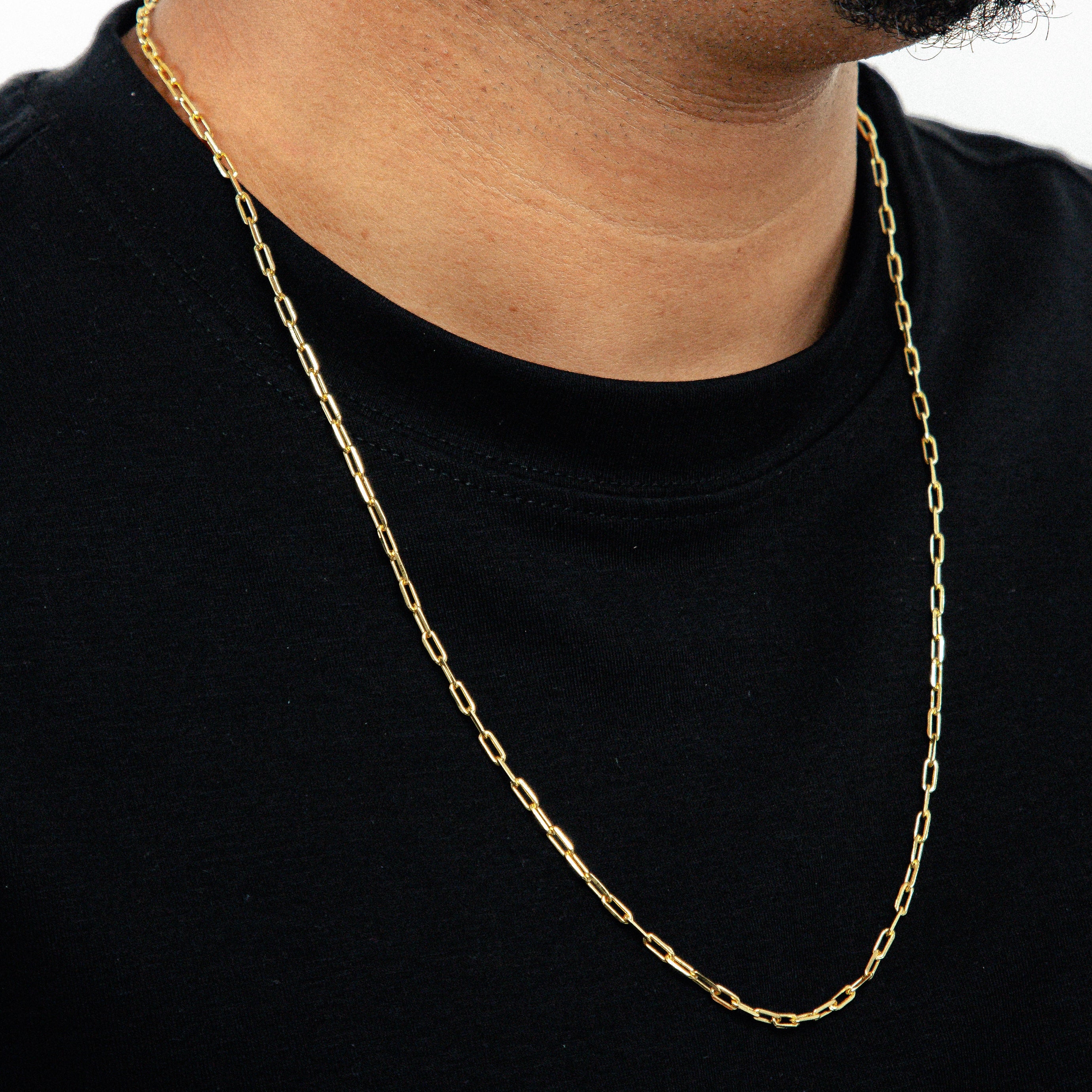 Corrente 70cm Cadeado Alongado 3,5mm Banhada a Ouro 18k COR112