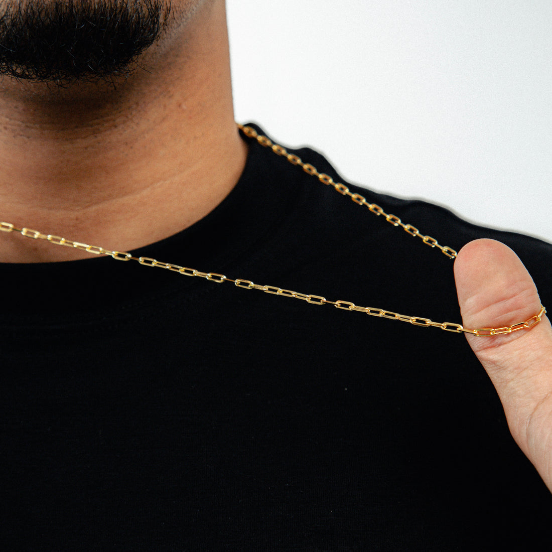 Corrente 70cm Cadeado Alongado 3,5mm Banhada a Ouro 18k COR112