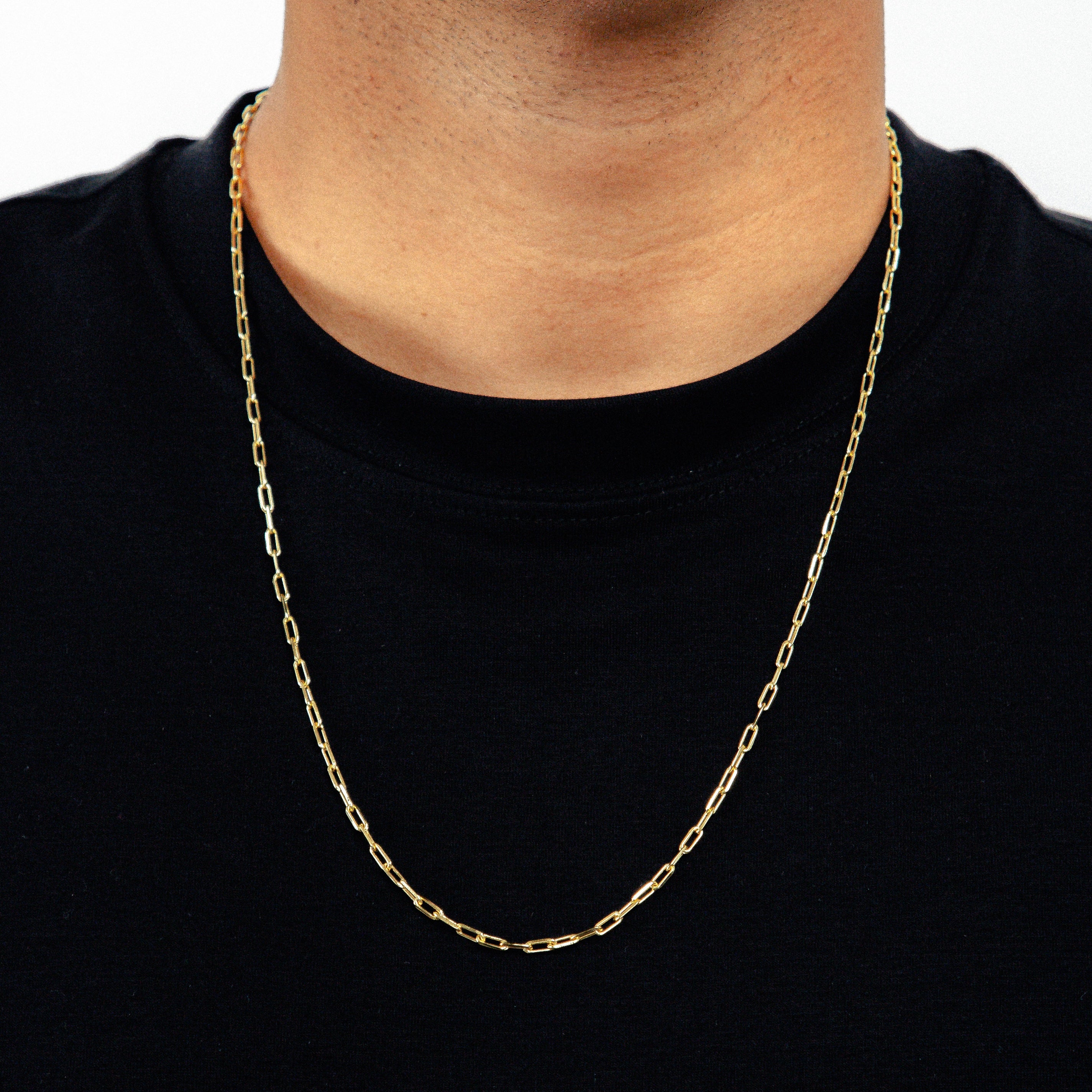 Corrente 70cm Cadeado Alongado 3,5mm Banhada a Ouro 18k COR112