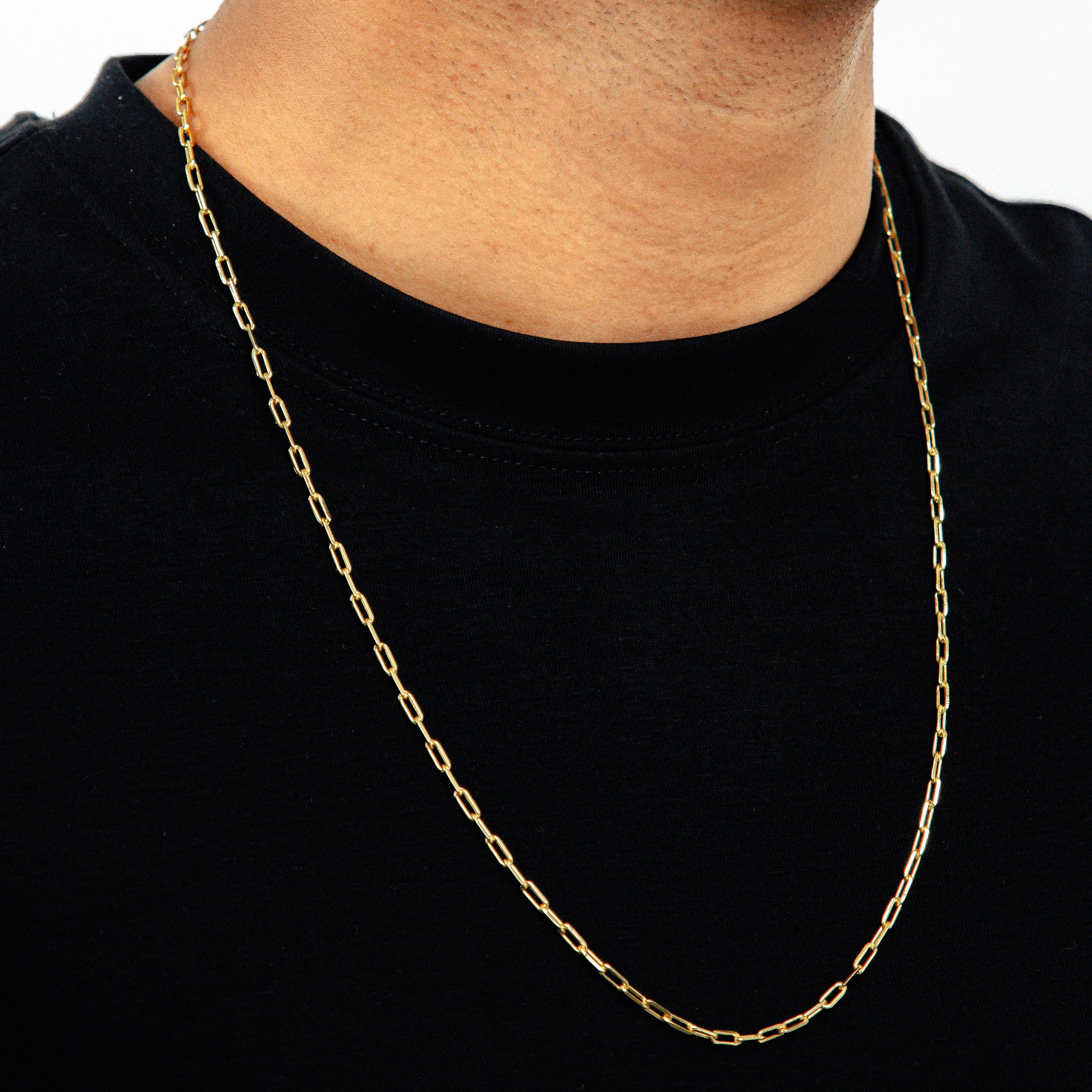 Corrente 70cm Cadeado Alongado 3,5mm Banhada a Ouro 18k COR112