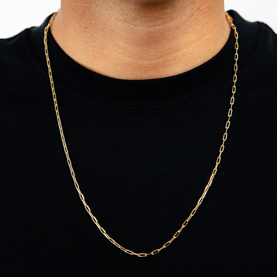 Corrente 70cm Cadeado Alongado 3,5mm Banhada a Ouro 18k COR112