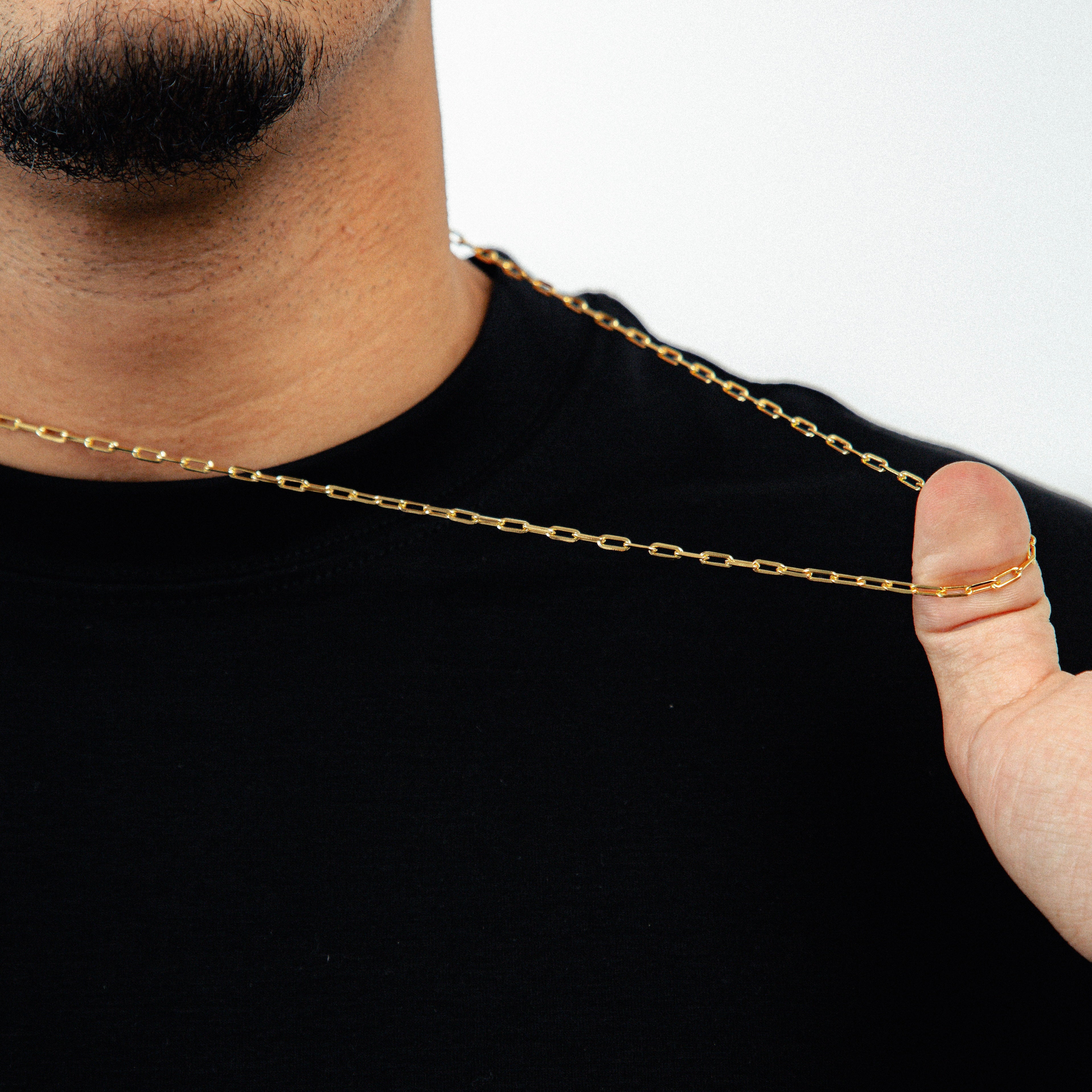Corrente 70cm Cadeado Alongado 3,5mm Banhada a Ouro 18k COR112