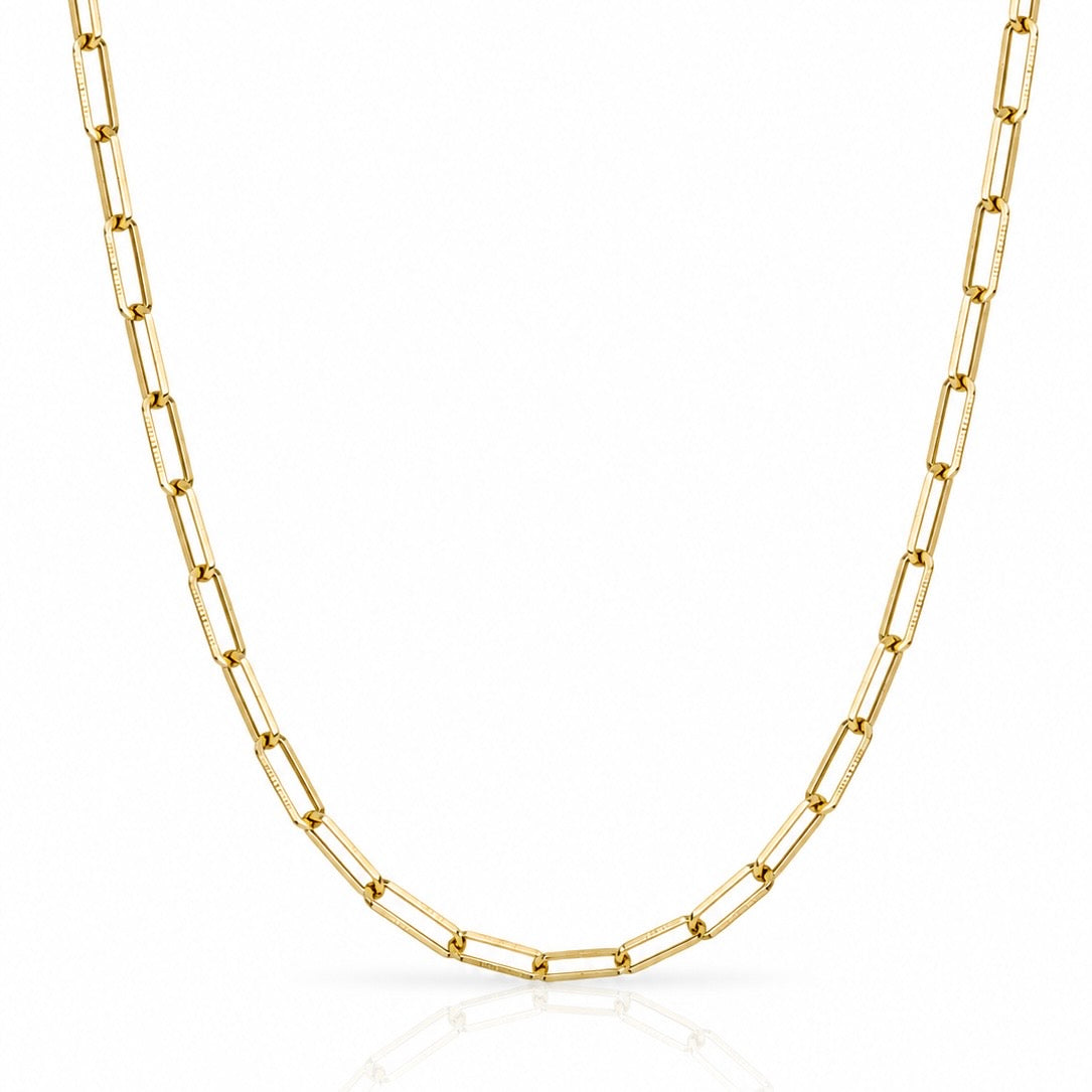 Corrente 70cm Cadeado Alongado 3,5mm Banhada a Ouro 18k COR112