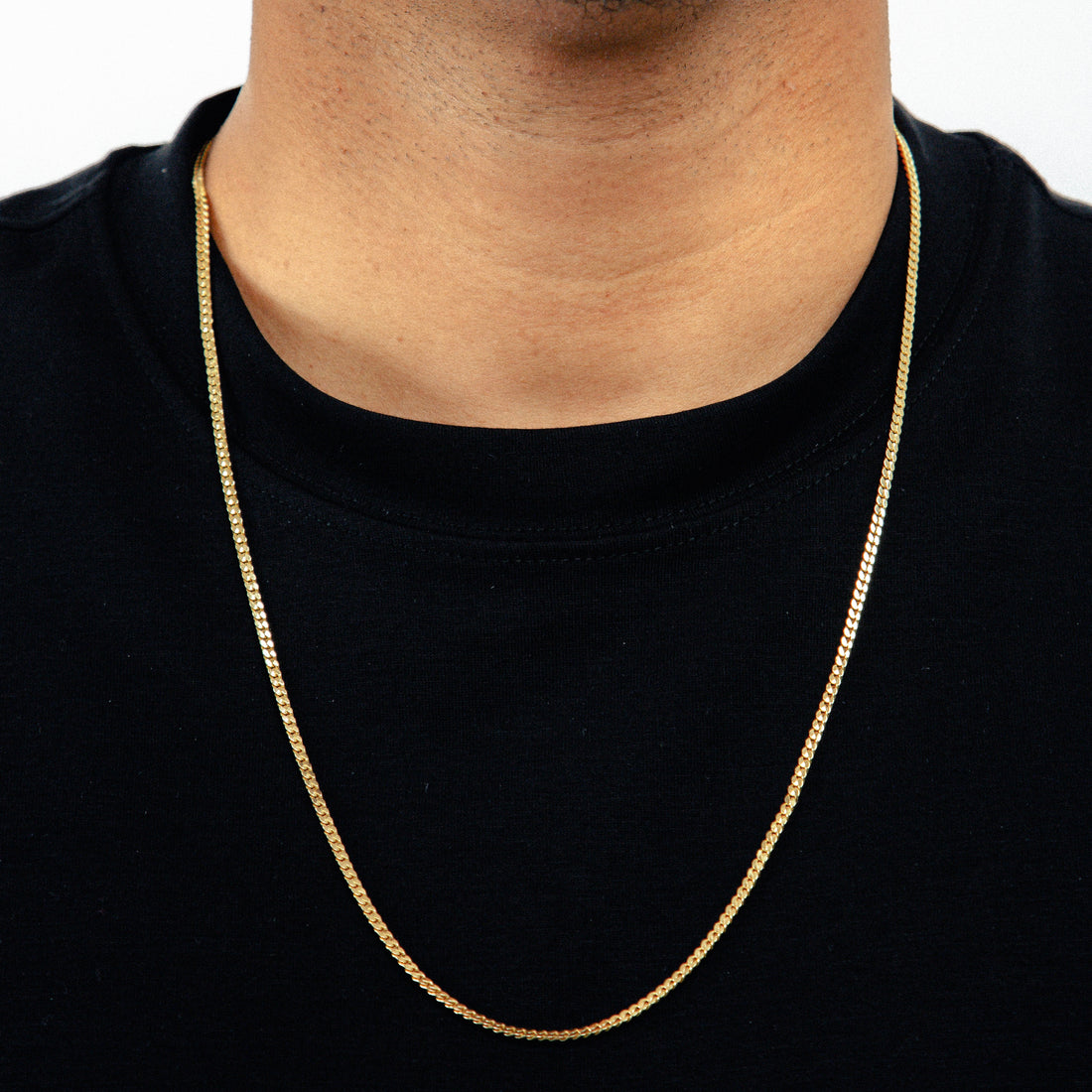 Corrente 70cm Grumet Flat 3mm Banhada a Ouro 18k COR113