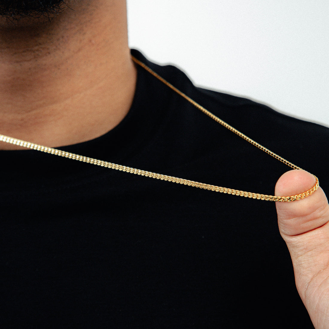 Corrente 70cm Grumet Flat 3mm Banhada a Ouro 18k COR113