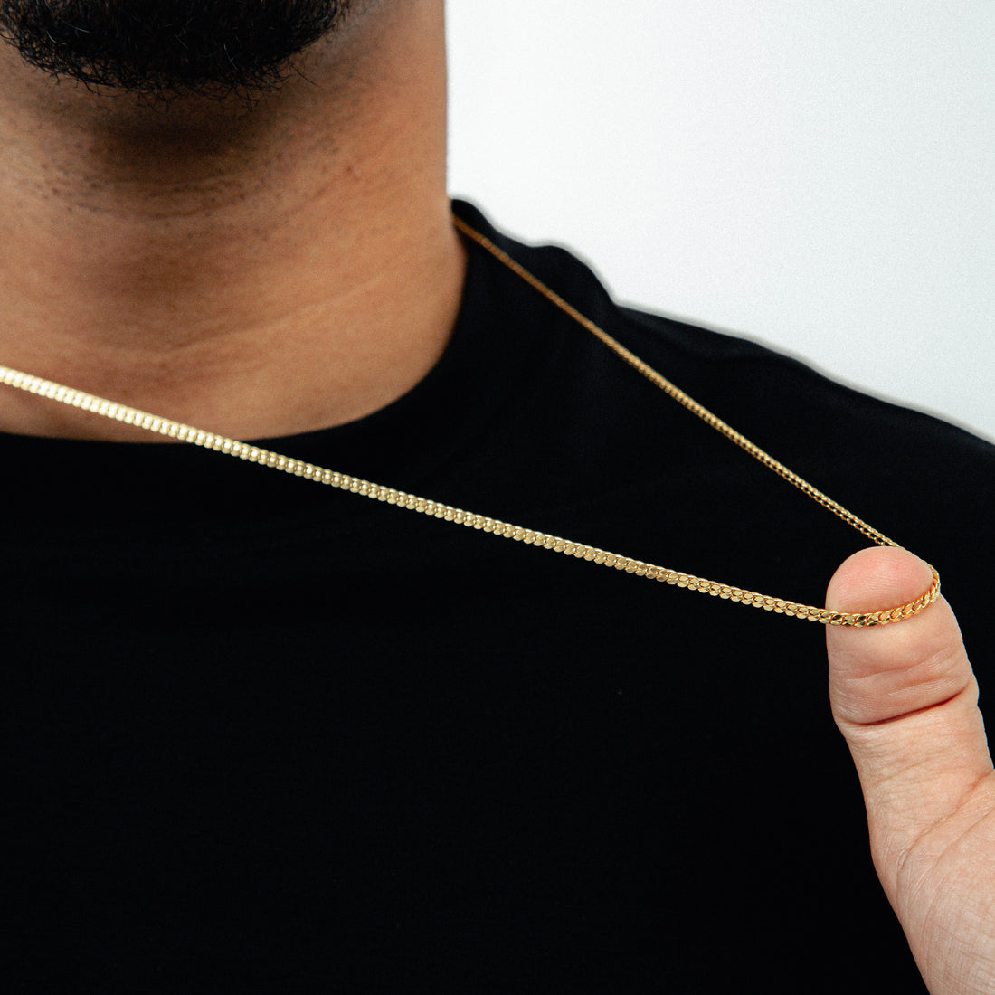 Corrente 70cm Grumet Flat 3mm Banhada a Ouro 18k COR113