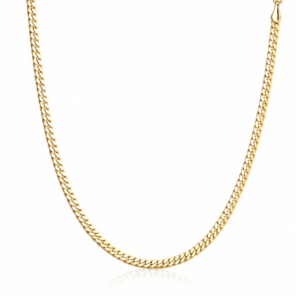 Corrente 70cm Grumet Flat 3mm Banhada a Ouro 18k COR113