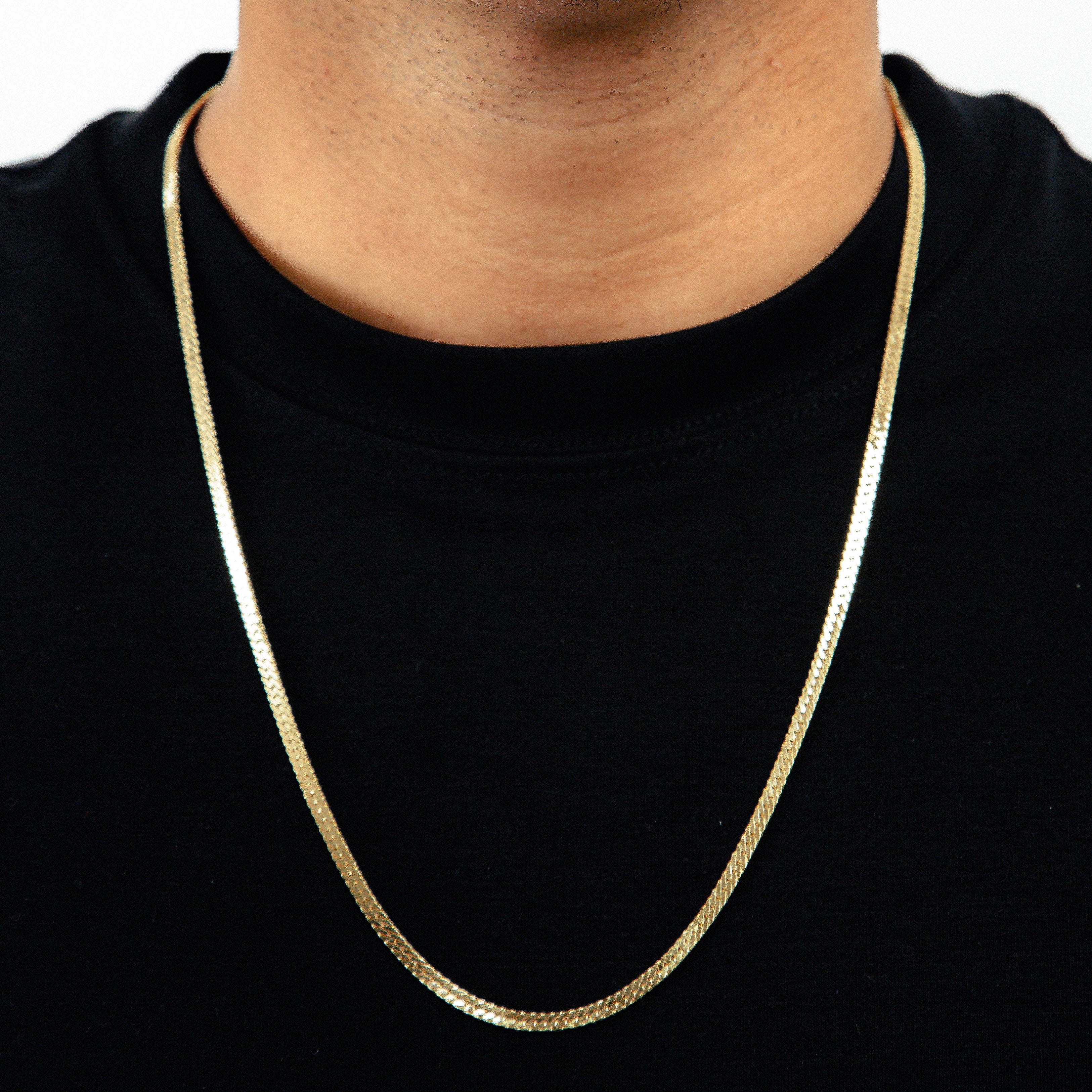 Corrente 70cm Grumet Flat 4mm Banhada a Ouro 18k COR114