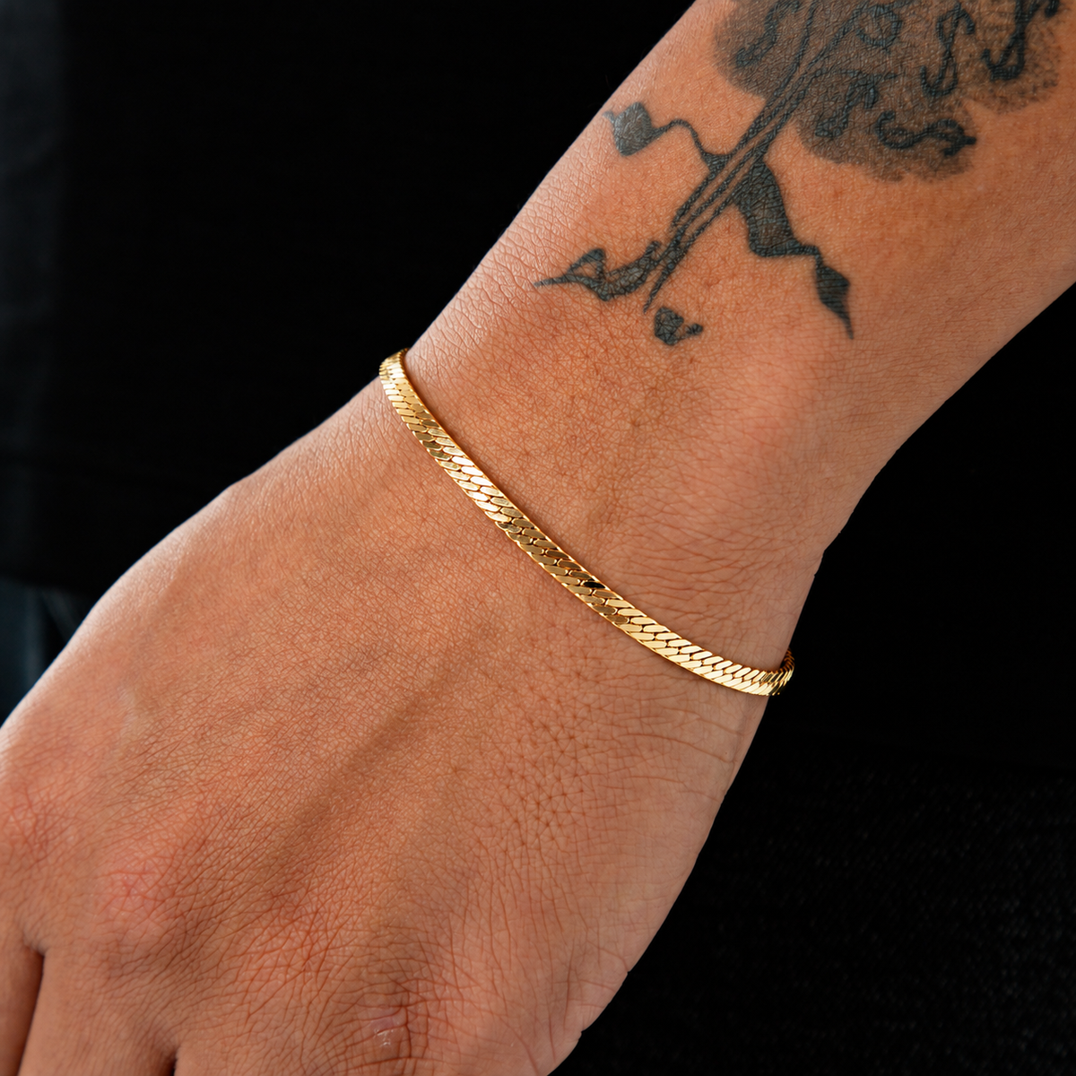 Pulseira Grumet Flat 4mm Banhada a Ouro 18k PUL084