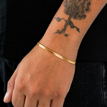Pulseira Grumet Flat 4mm Banhada a Ouro 18k PUL084
