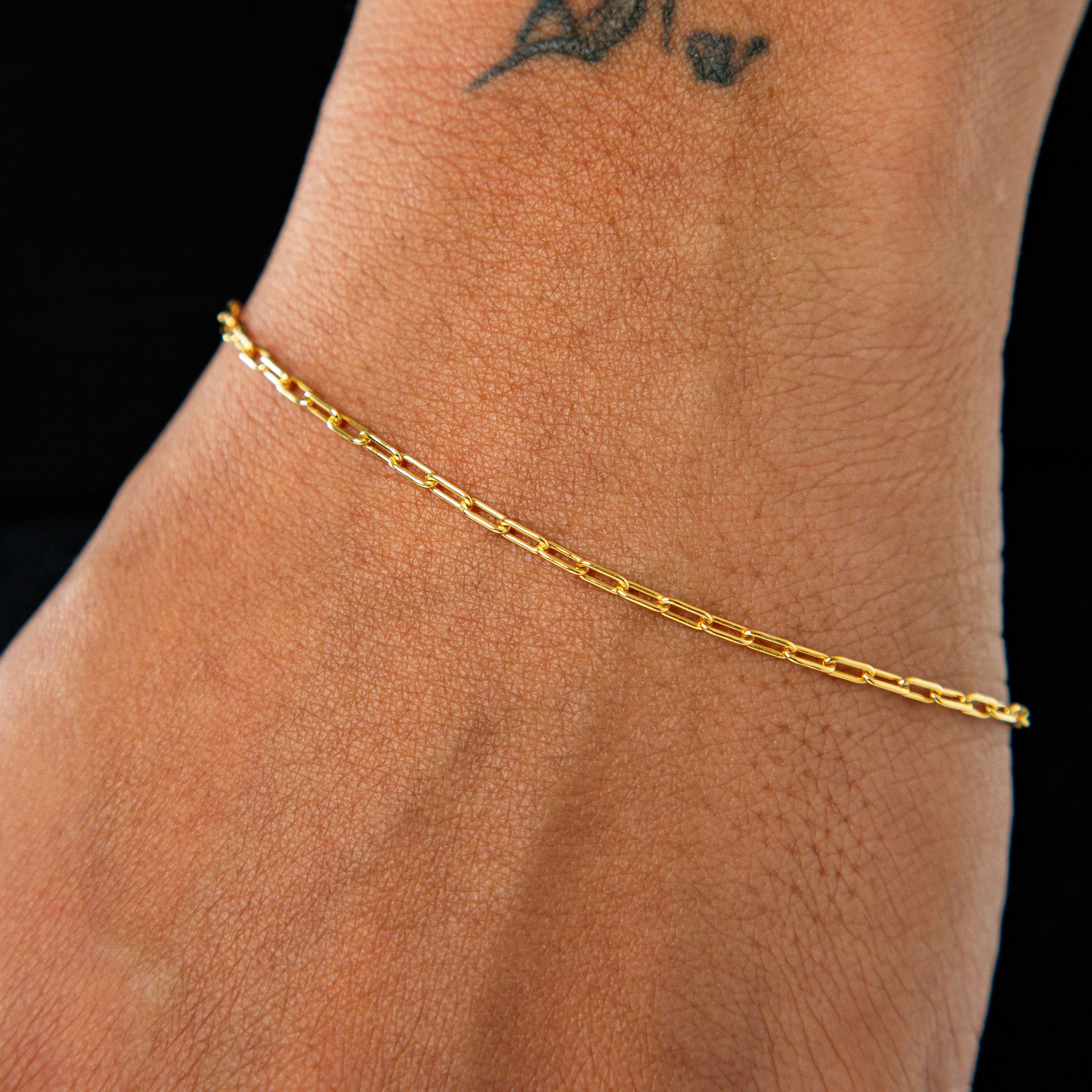 Pulseira Elo Alongado 2mm Fecho Tradicional Banhada A Ouro 18K PUL006