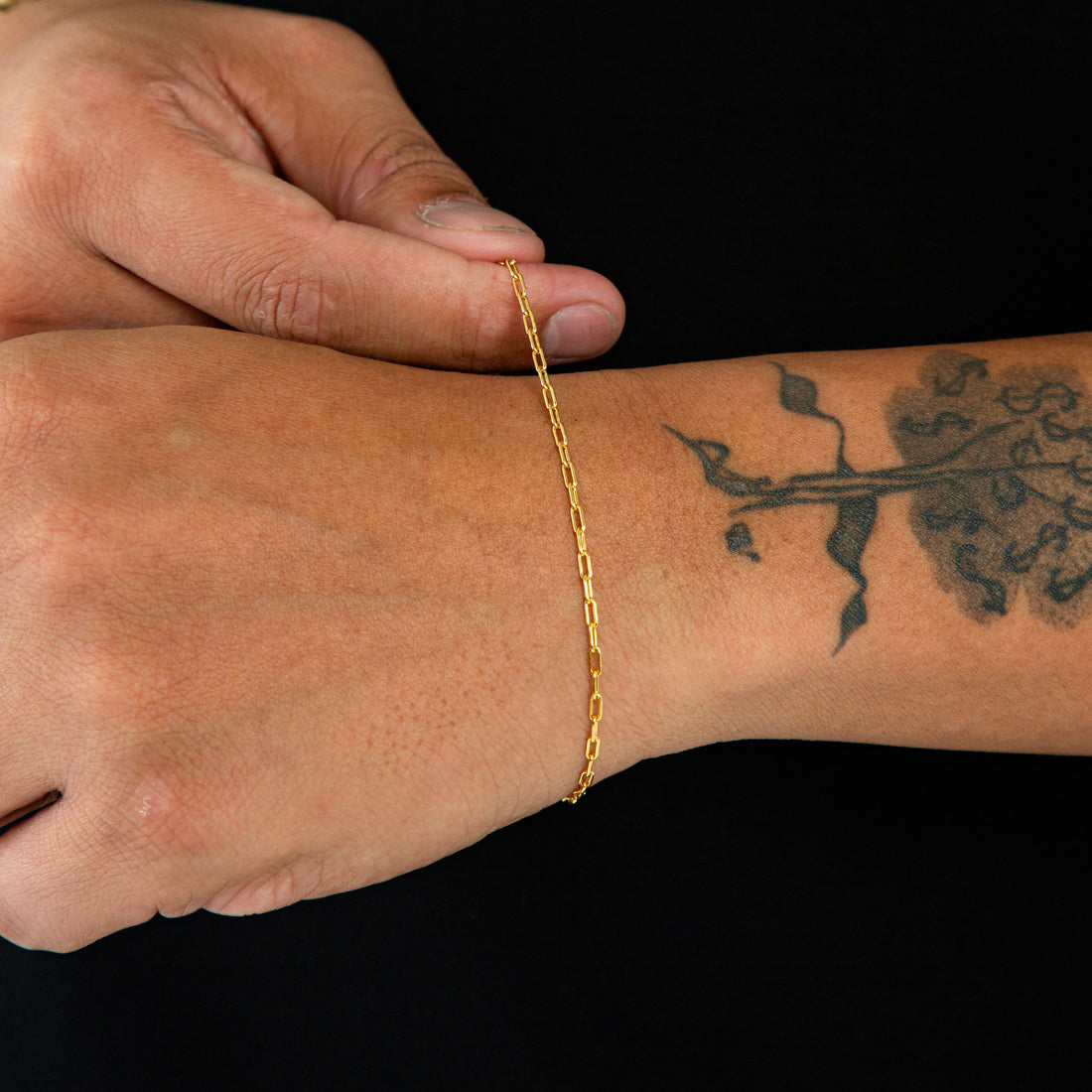 Pulseira Elo Alongado 2mm Fecho Tradicional Banhada A Ouro 18K PUL006