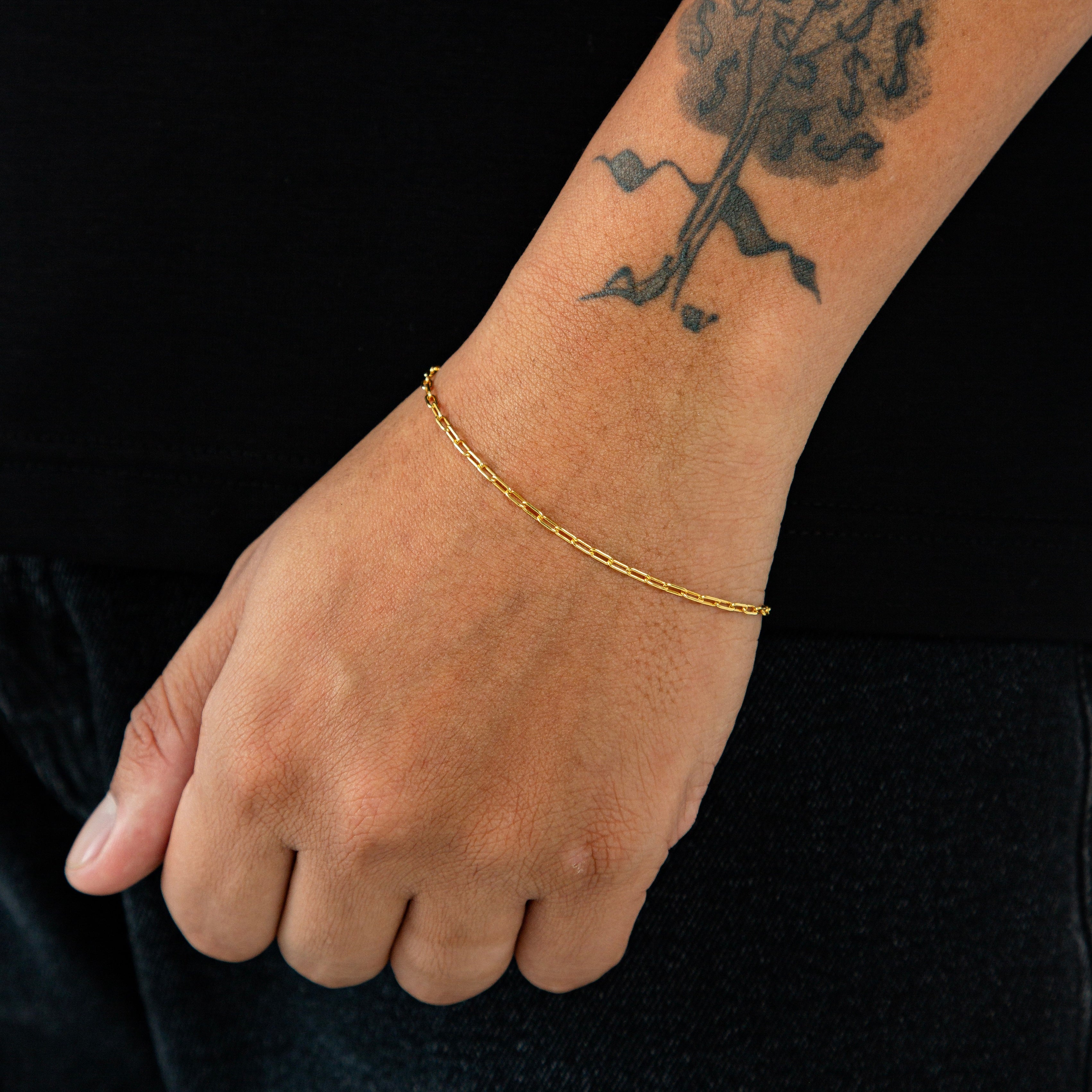 Pulseira Elo Alongado 2mm Fecho Tradicional Banhada A Ouro 18K PUL006