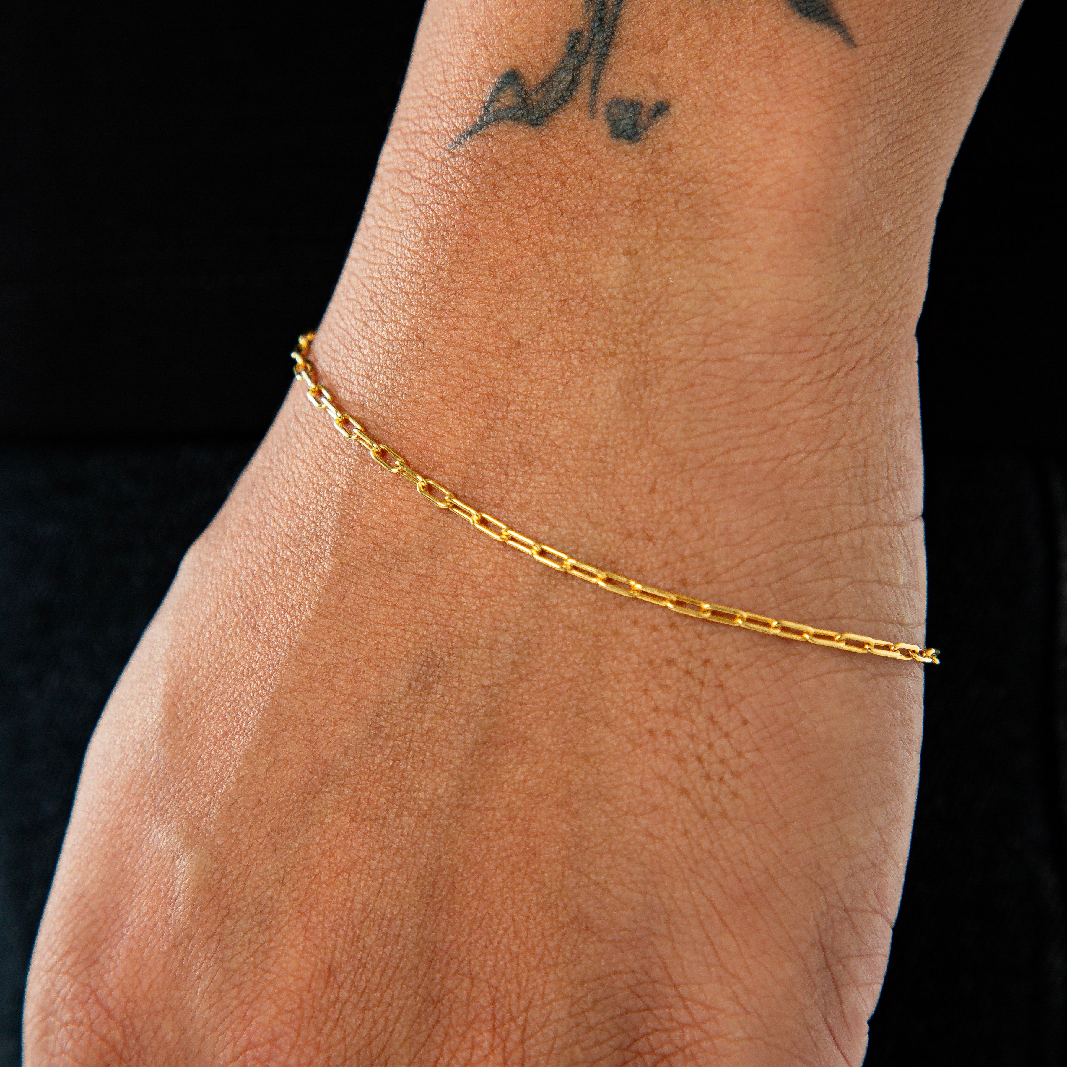 Pulseira Elo Alongado 2mm Fecho Tradicional Banhada A Ouro 18K PUL006