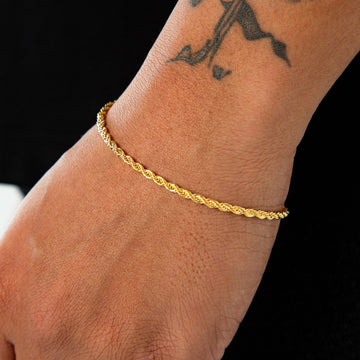Pulseira Cordão Baiano 3mm Fecho Tradicional Banhada A Ouro 18k PUL017