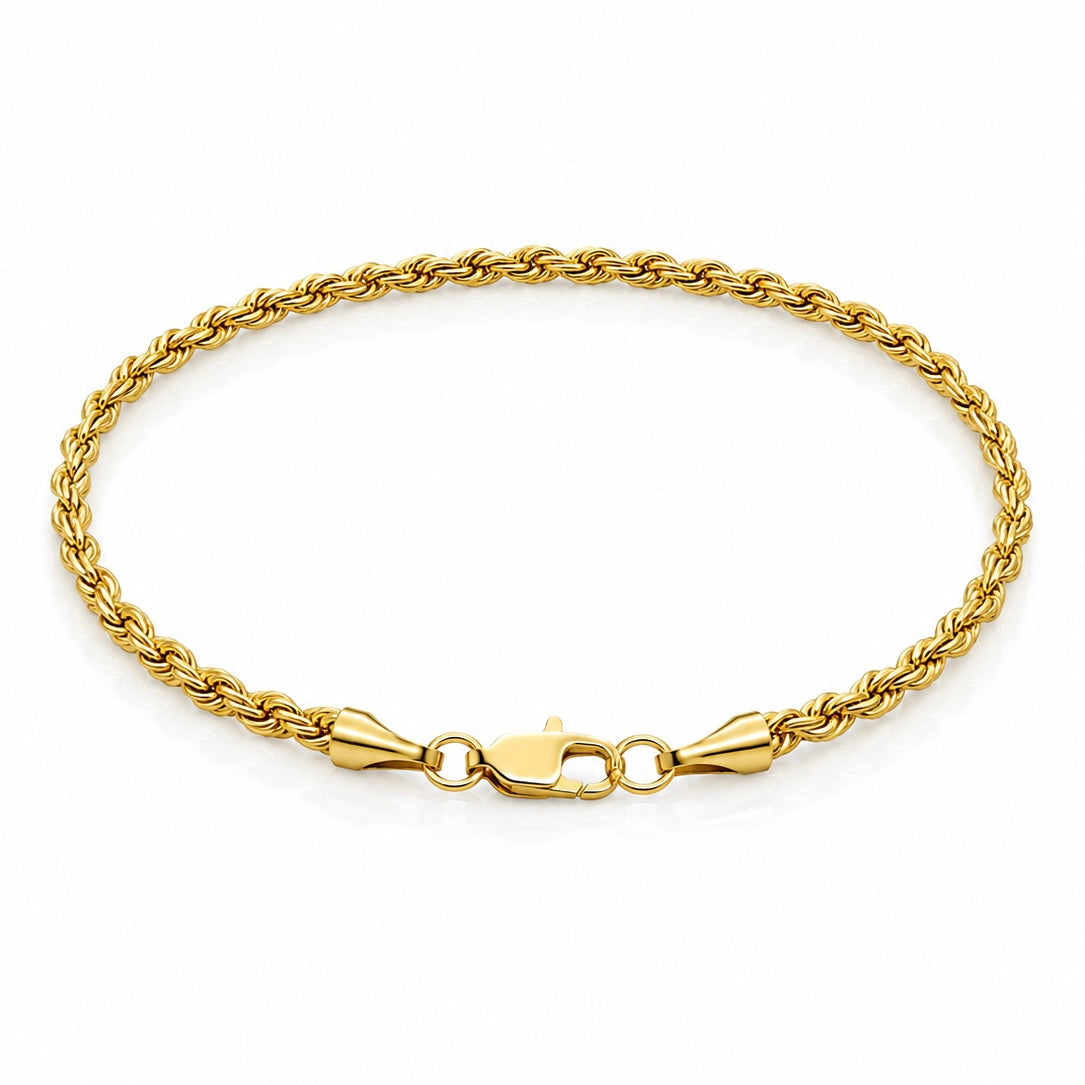 Pulseira Cordão Baiano 2mm Fecho Tradicional Banhada A Ouro 18k PUL022