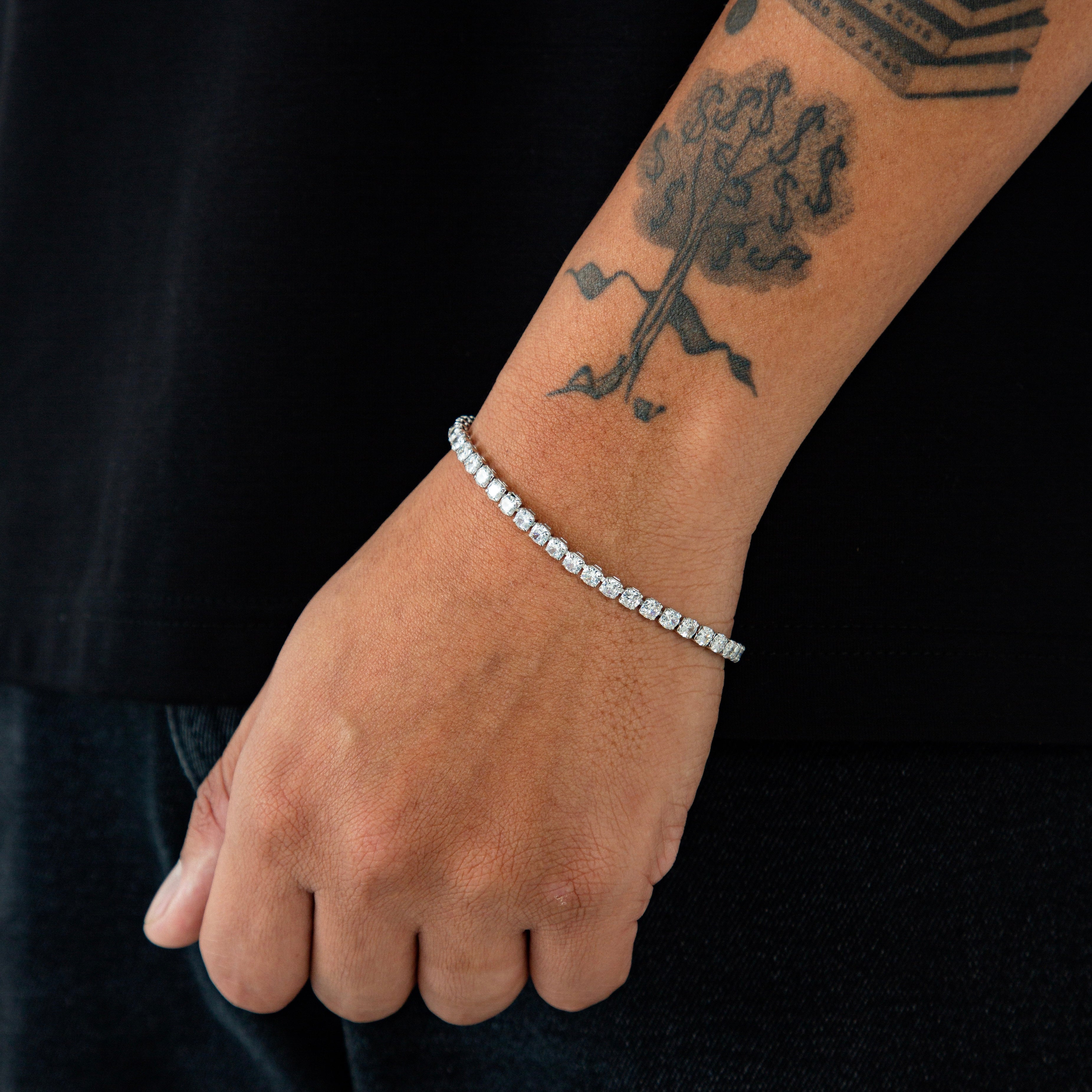 Pulseira Riviera Redonda 4mm Fecho Gaveta Banhada A Ouro Branco PUL039