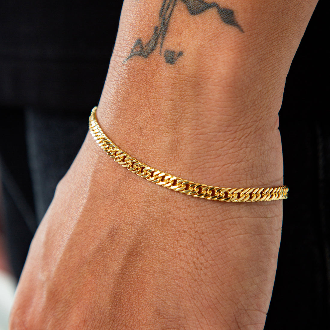 Pulseira Grumet Dupla 4mm Fecho Graveta Banhada A Ouro 18k PUL064