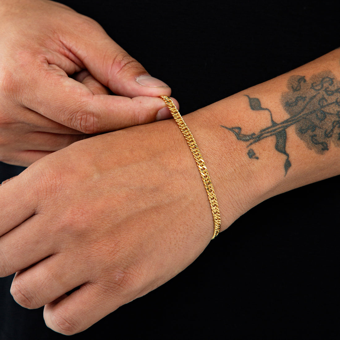 Pulseira Grumet Dupla 4mm Fecho Graveta Banhada A Ouro 18k PUL064
