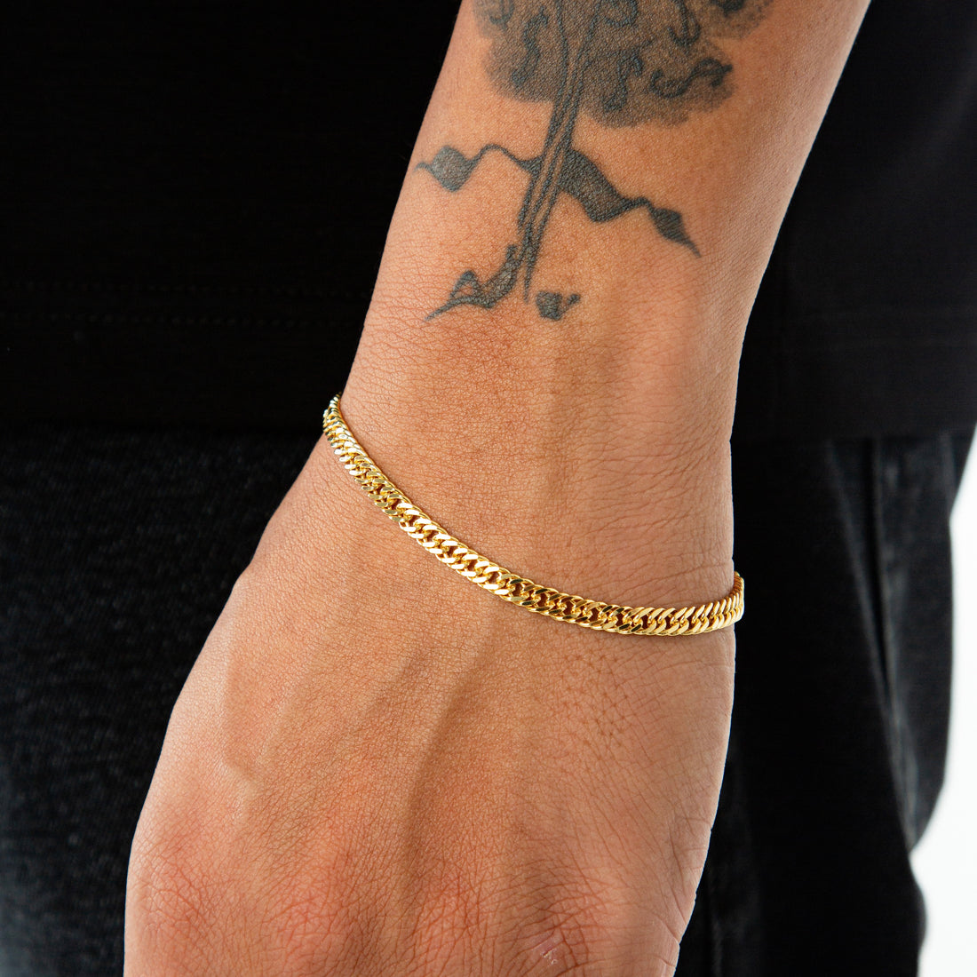 Pulseira Grumet Dupla 4mm Fecho Graveta Banhada A Ouro 18k PUL064
