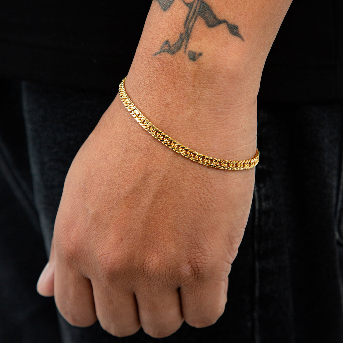 Pulseira Grumet Dupla 4mm Fecho Graveta Banhada A Ouro 18k PUL064