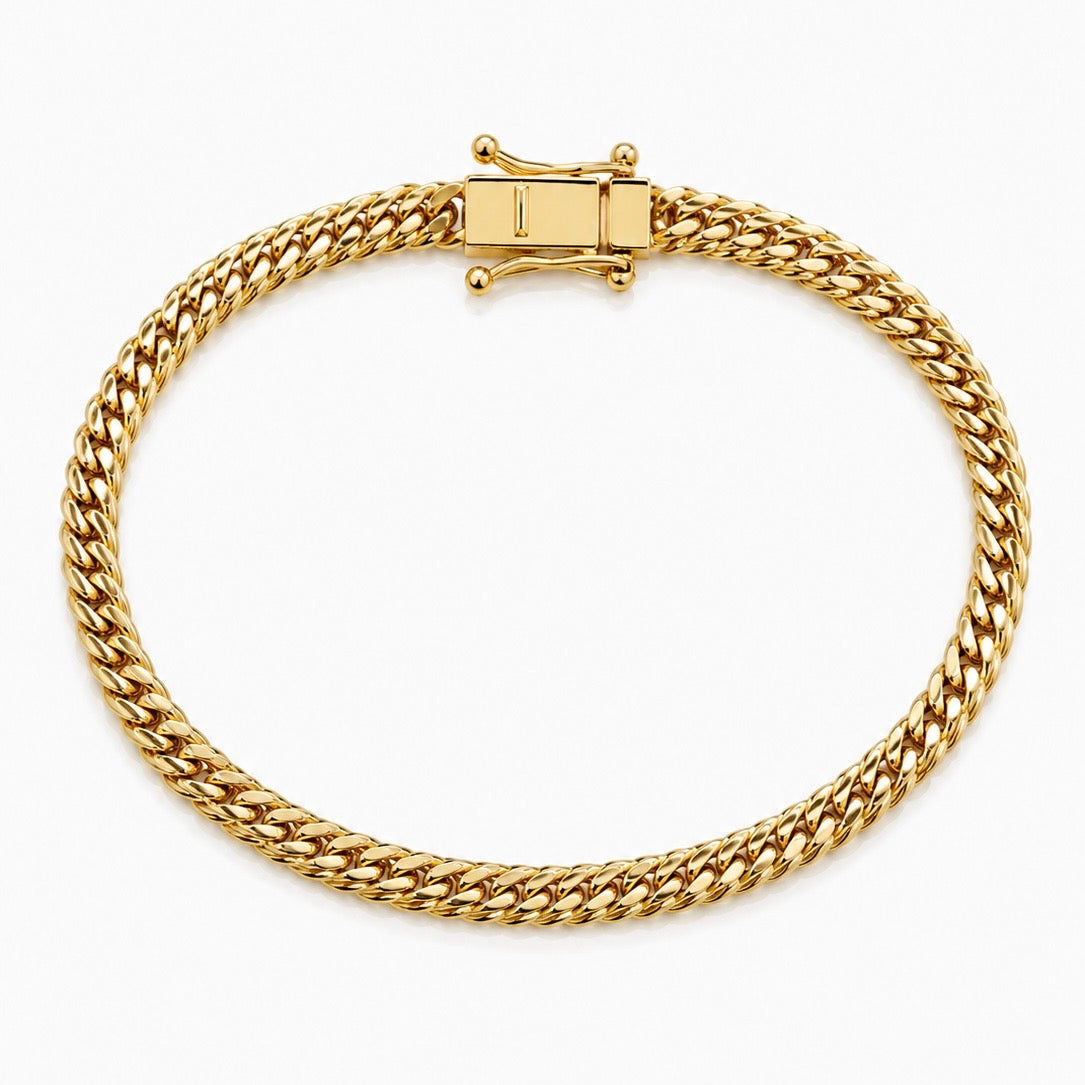 Pulseira Grumet Dupla 4mm Fecho Graveta Banhada A Ouro 18k PUL064