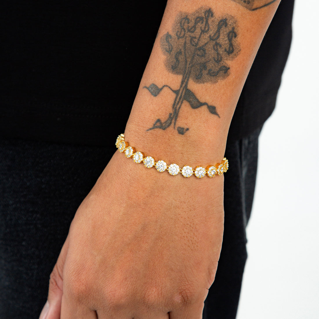 Pulseira Riviera Circular Cravejada 7mm Banhada a Ouro 18k PUL068