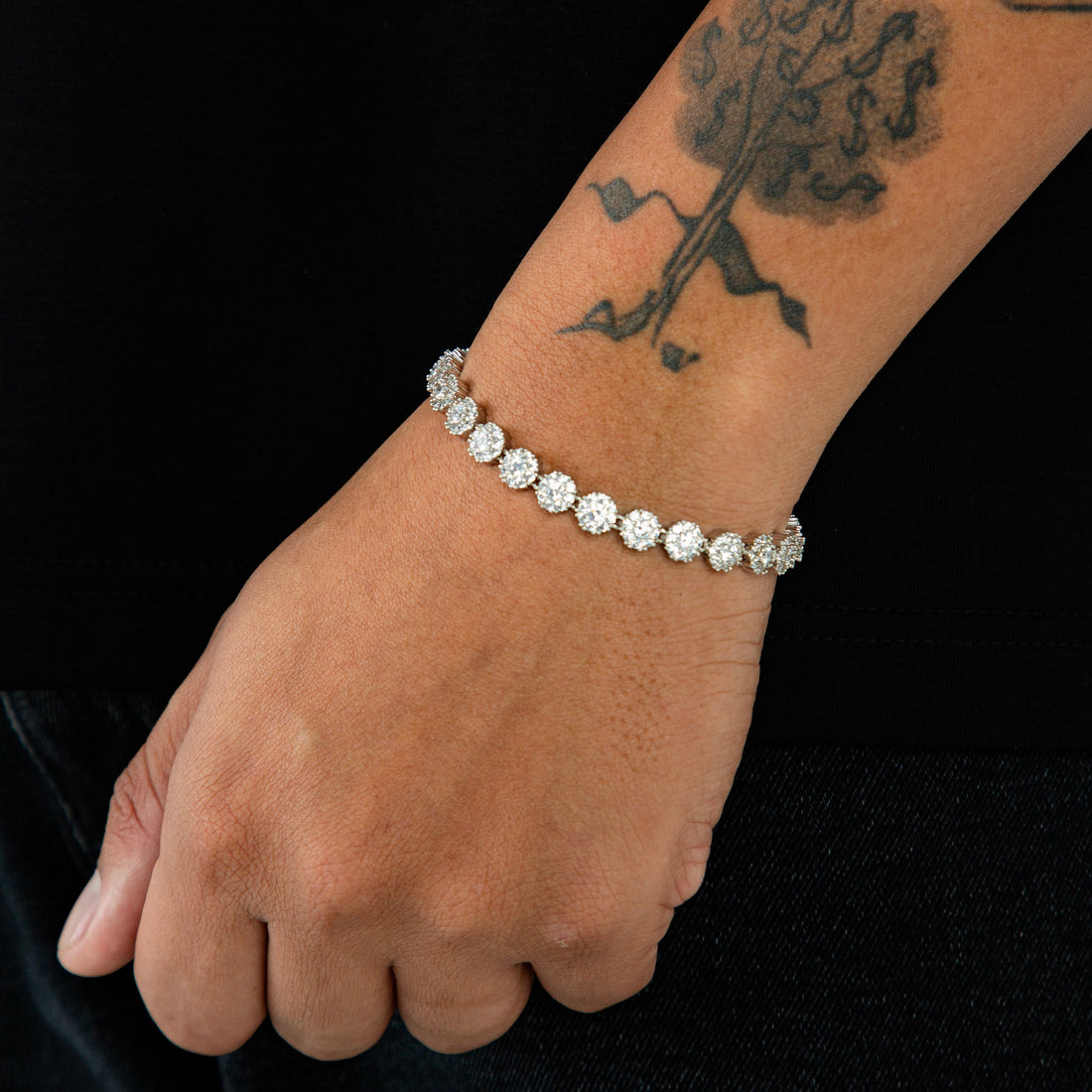 Pulseira Riviera Circular Cravejada 7mm Banhada a Ouro Branco PUL069