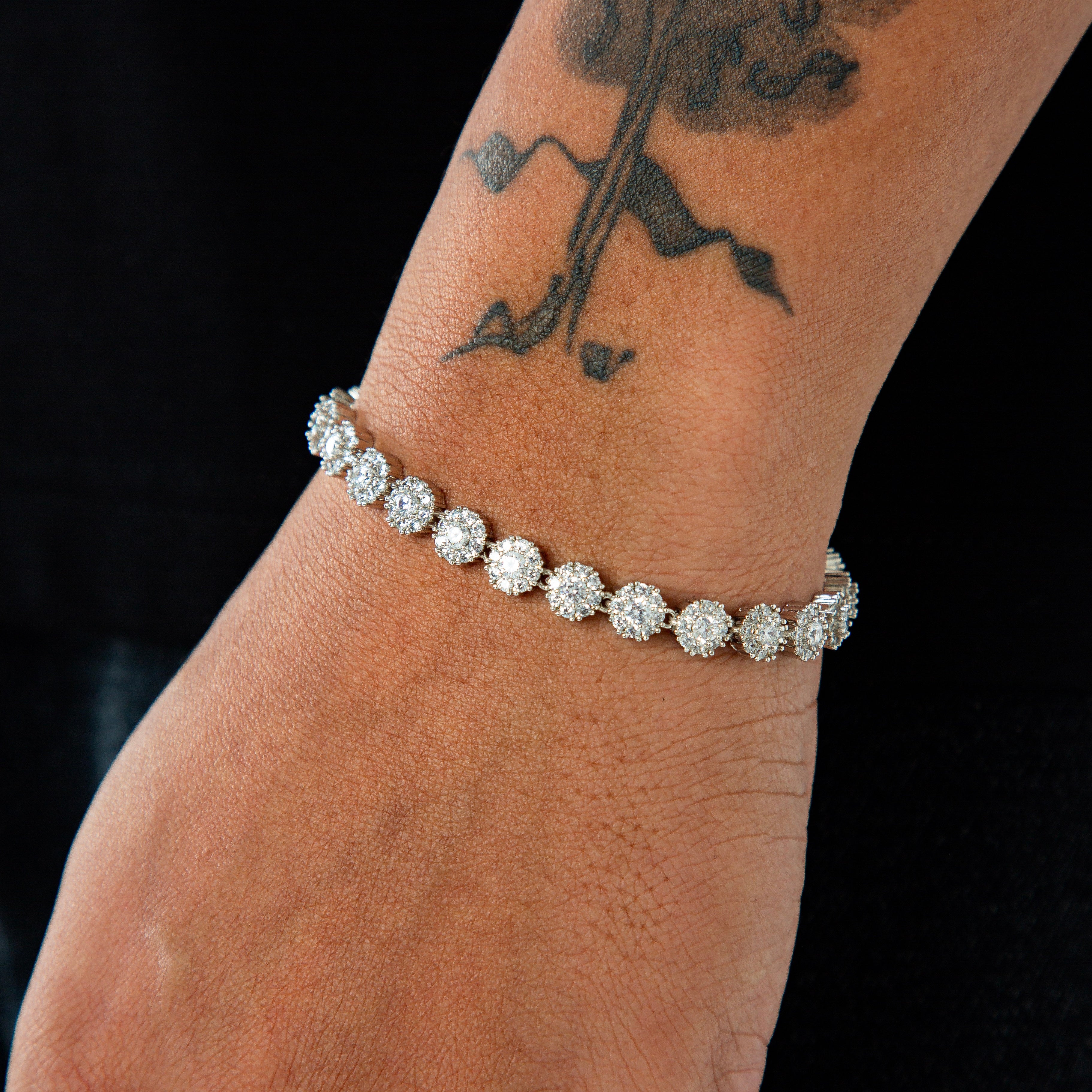 Pulseira Riviera Circular Cravejada 7mm Banhada a Ouro Branco PUL069