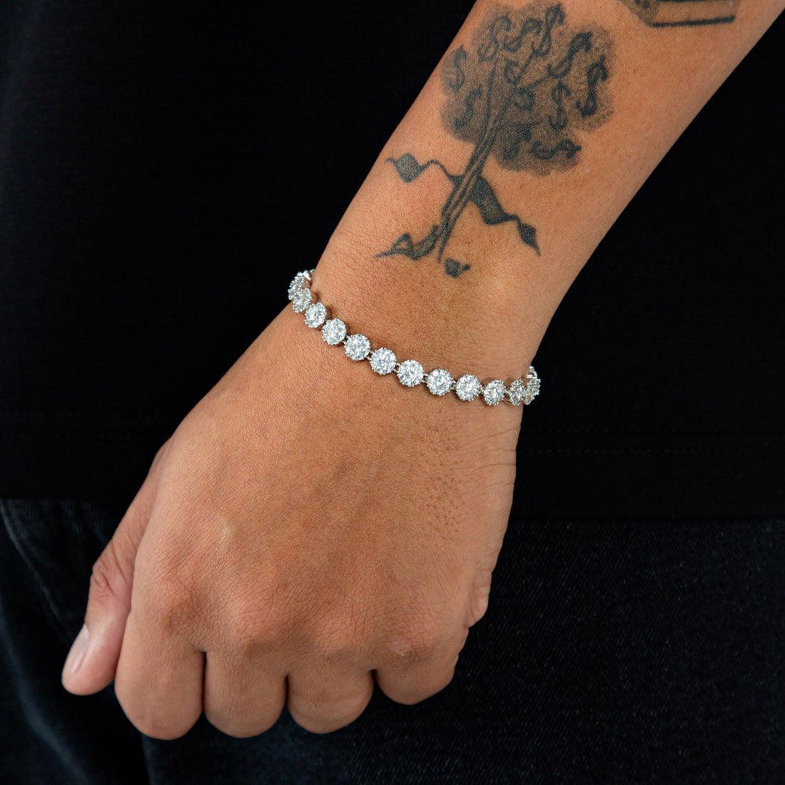Pulseira Riviera Circular Cravejada 7mm Banhada a Ouro Branco PUL069