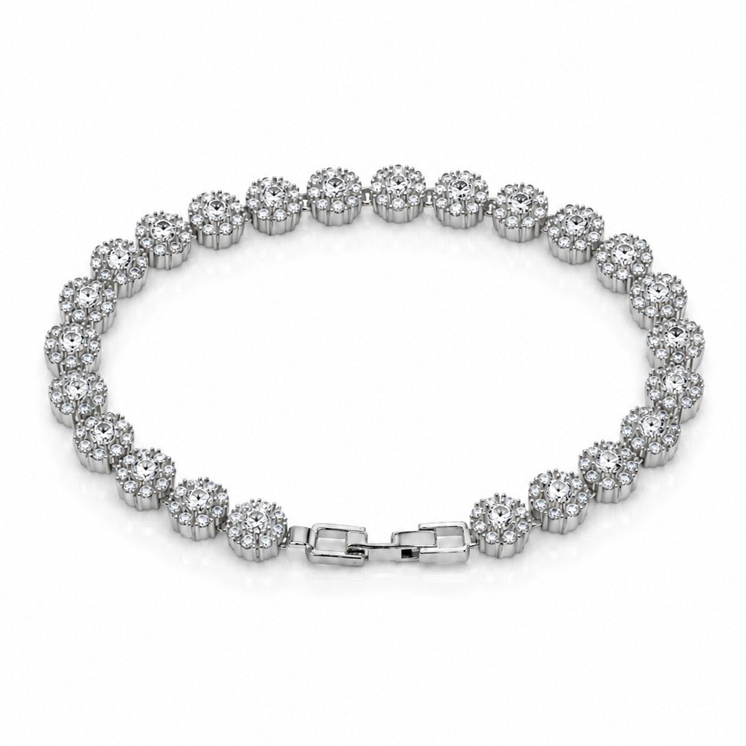 Pulseira Riviera Circular Cravejada 7mm Banhada a Ouro Branco PUL069