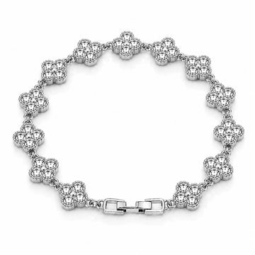 Pulseira Riviera Trevo Cravejada 8mm Banhada a Ouro Branco PUL071