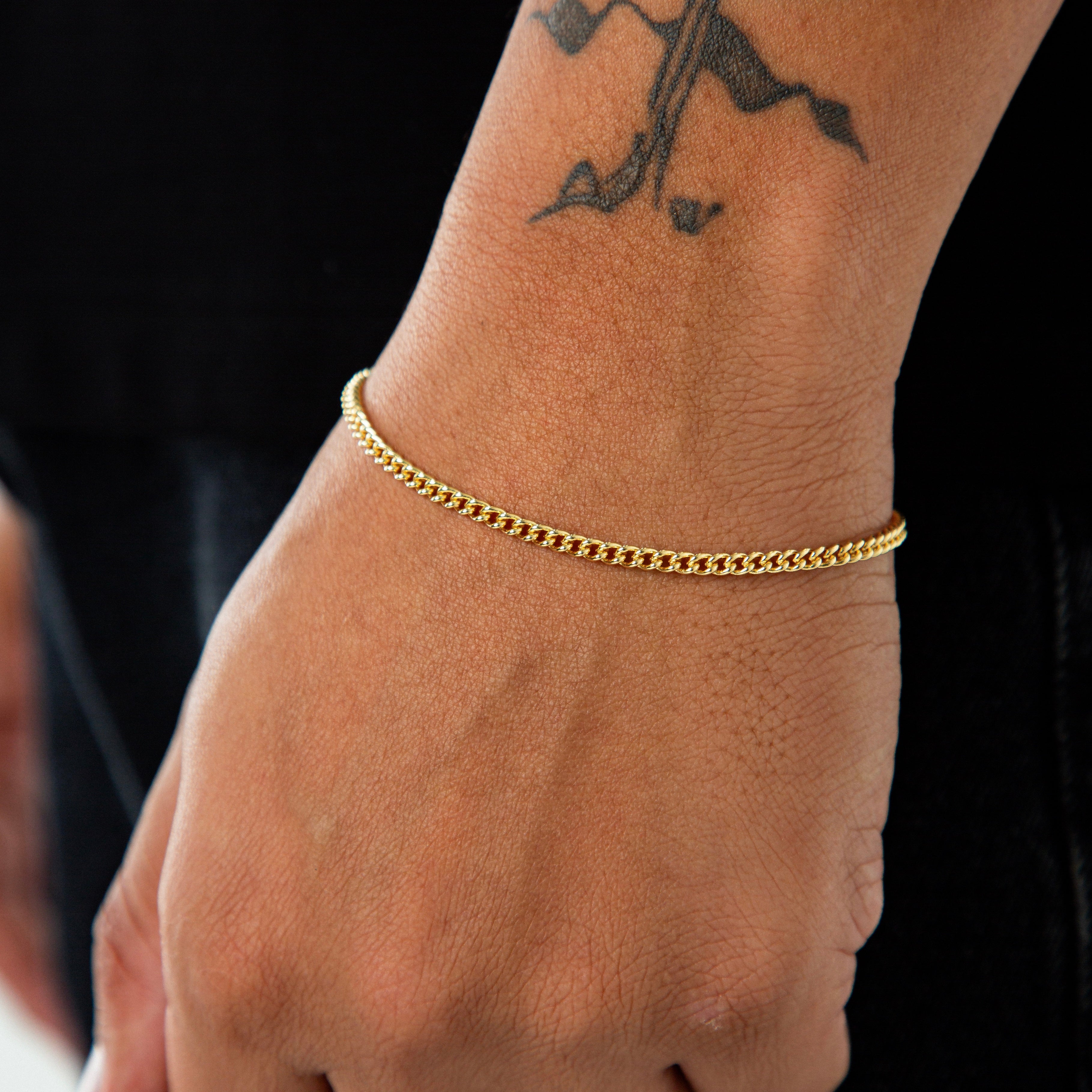 Pulseira Grumet 3mm Fecho Tradicional Banhada a Ouro 18k PUL072