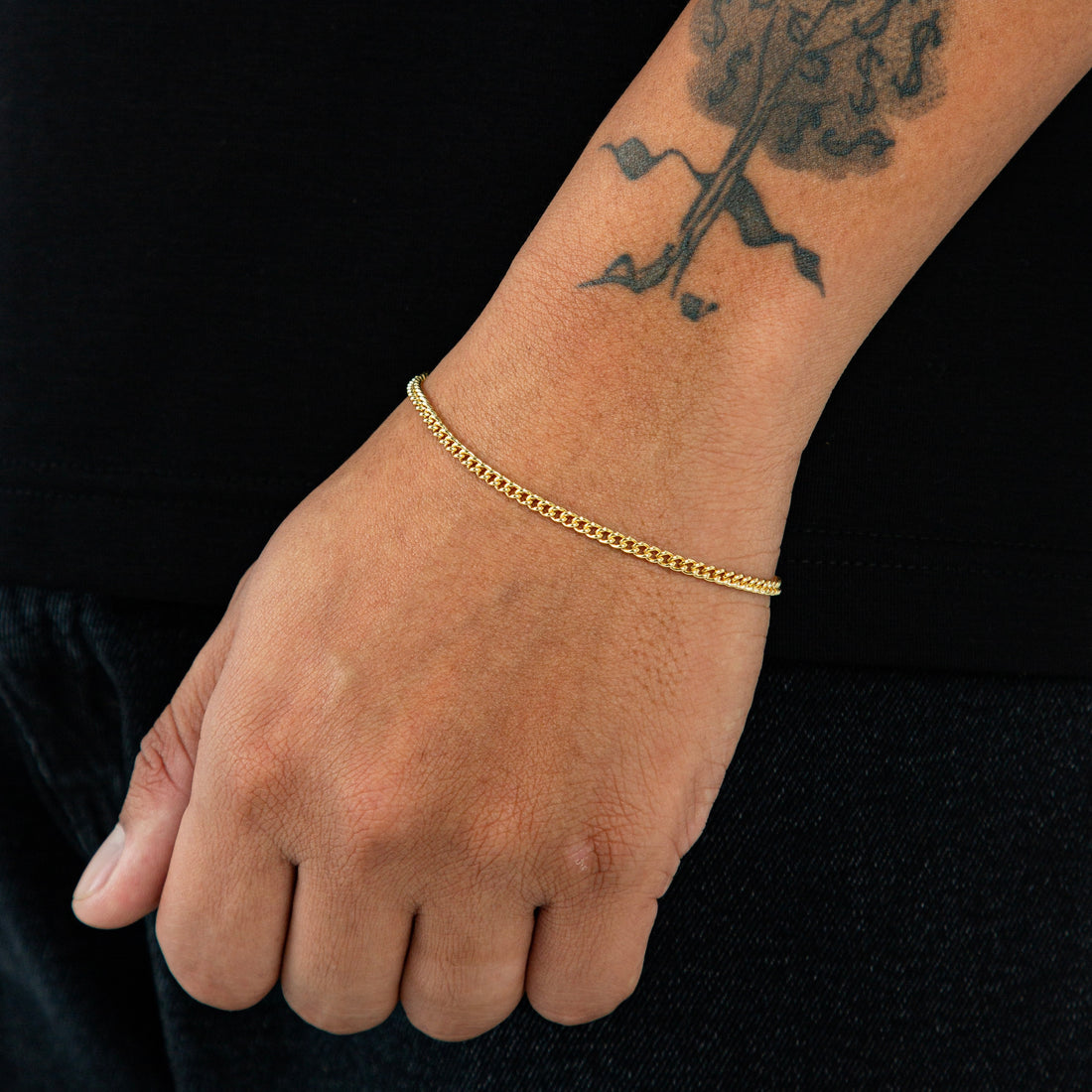Pulseira Grumet 3mm Fecho Tradicional Banhada a Ouro 18k PUL072