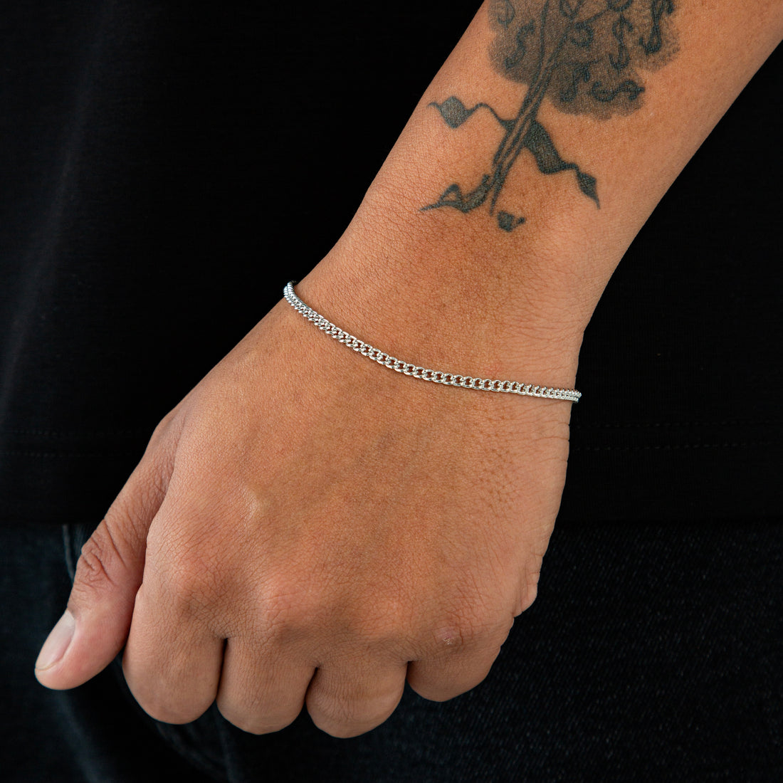 Pulseira Grumet 3mm Fecho Tradicional Banhada a Ouro Branco PUL073