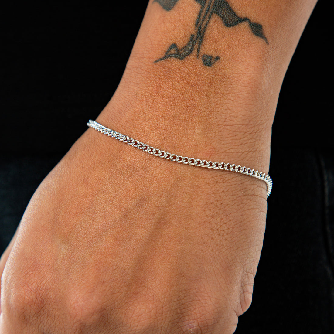 Pulseira Grumet 3mm Fecho Tradicional Banhada a Ouro Branco PUL073