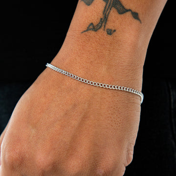 Pulseira Grumet 3mm Fecho Tradicional Banhada a Ouro Branco PUL073