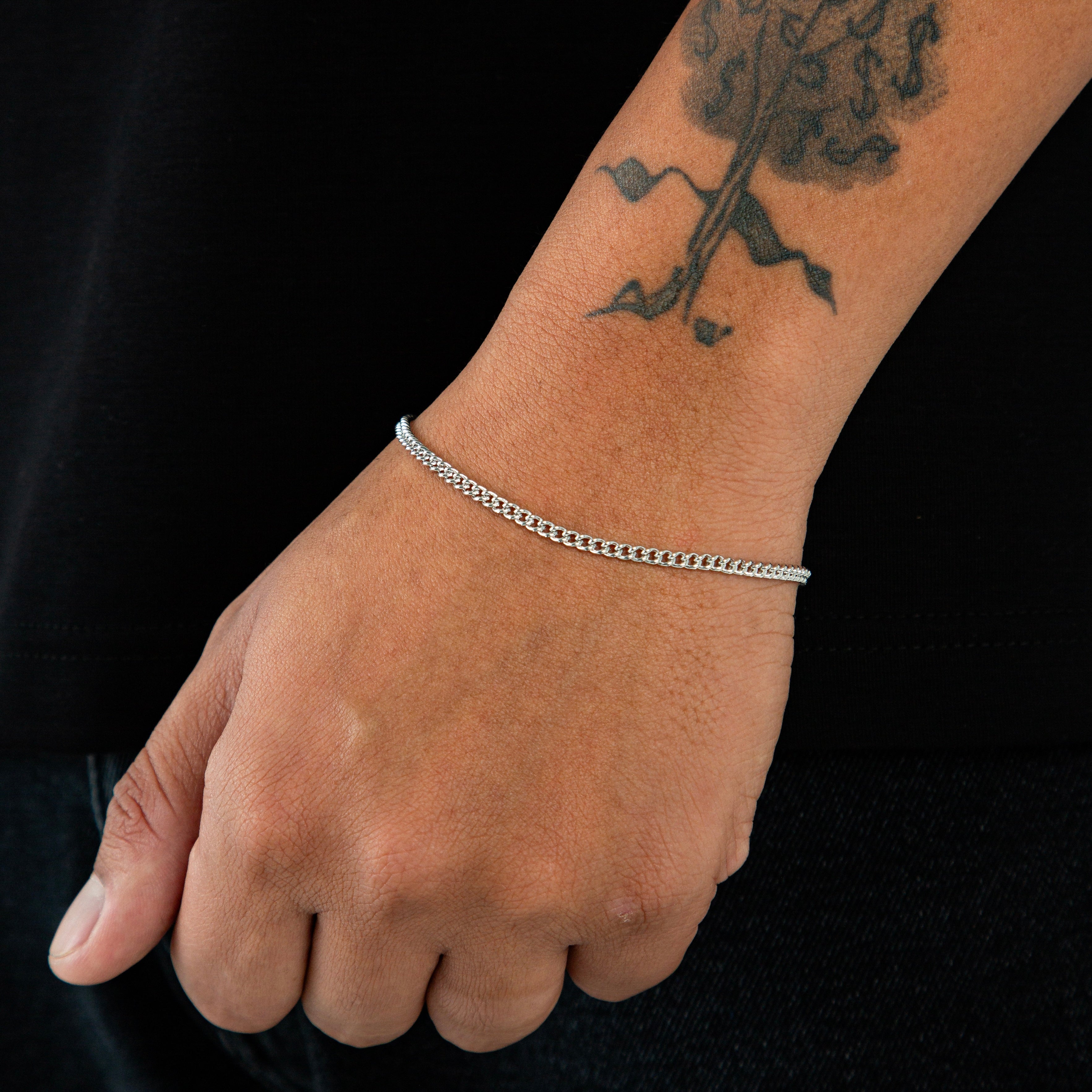 Pulseira Grumet 3mm Fecho Tradicional Banhada a Ouro Branco PUL073