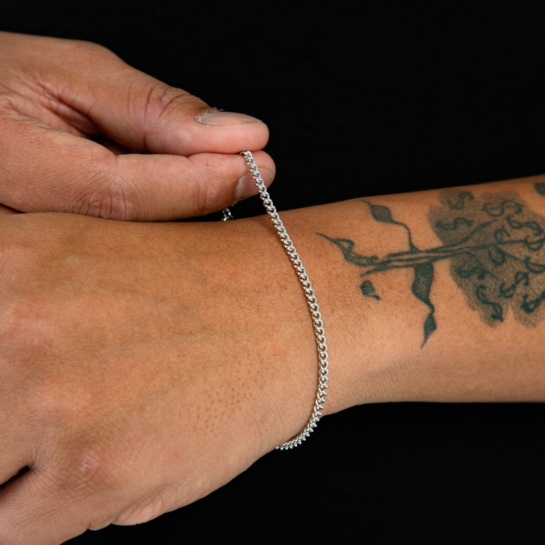 Pulseira Grumet 3mm Fecho Tradicional Banhada a Ouro Branco PUL073