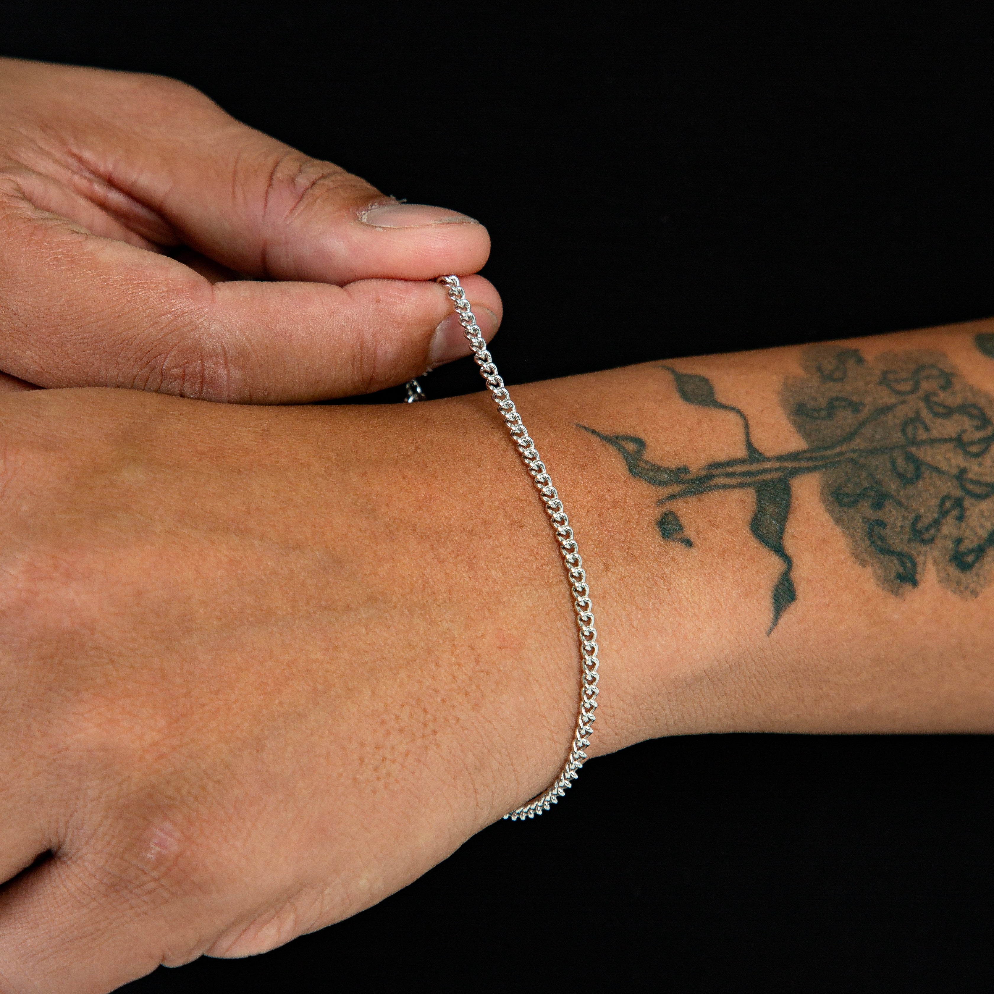 Pulseira Grumet 3mm Fecho Tradicional Banhada a Ouro Branco PUL073