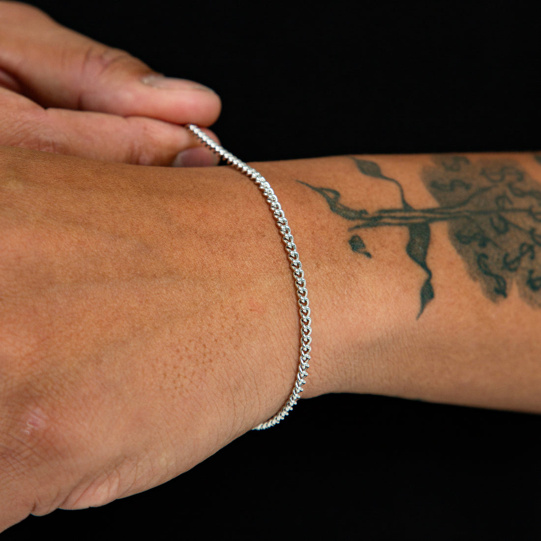Pulseira Grumet 3mm Fecho Tradicional Banhada a Ouro Branco PUL073