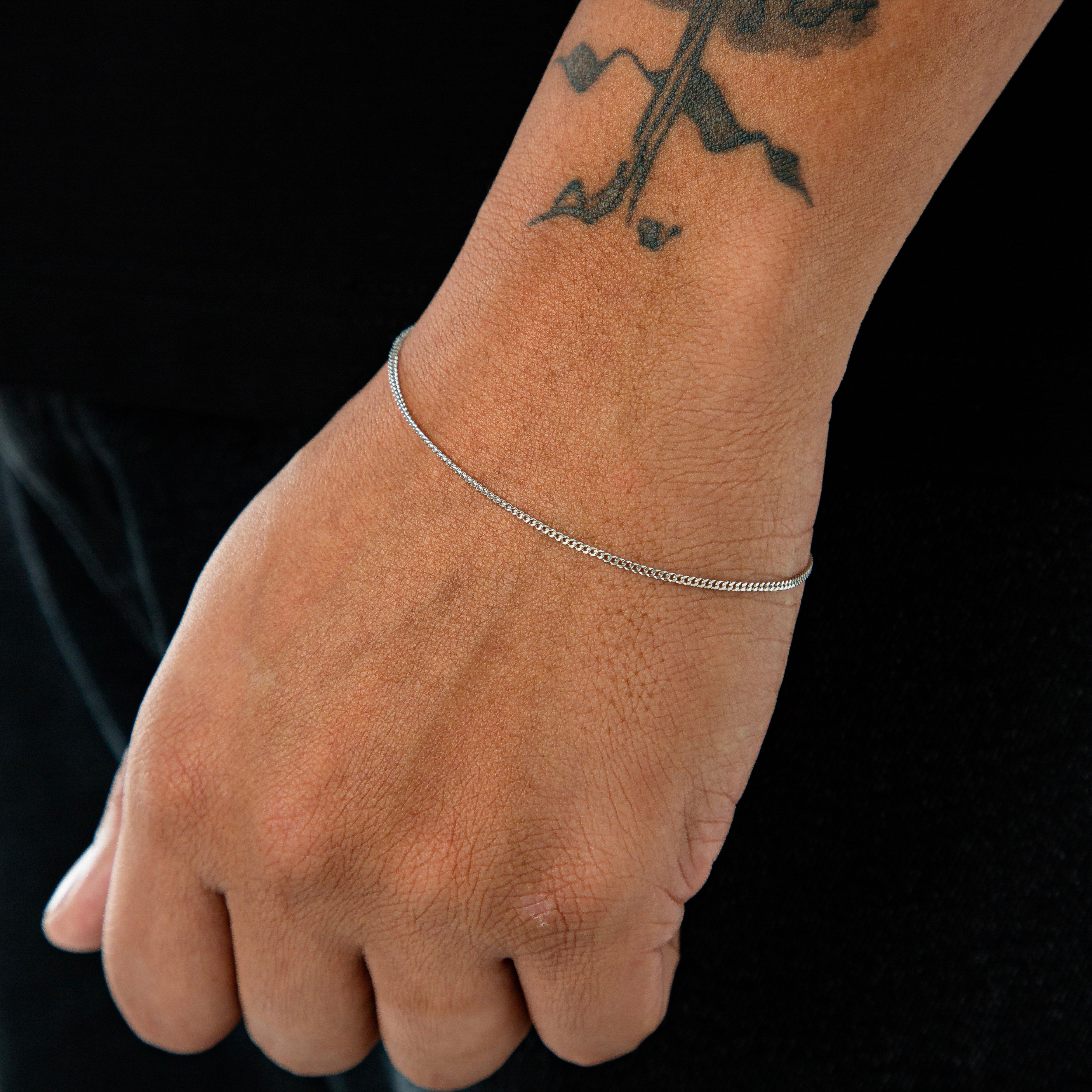 Pulseira Grumet 1,5mm Banhada a Ouro Branco  PUL075