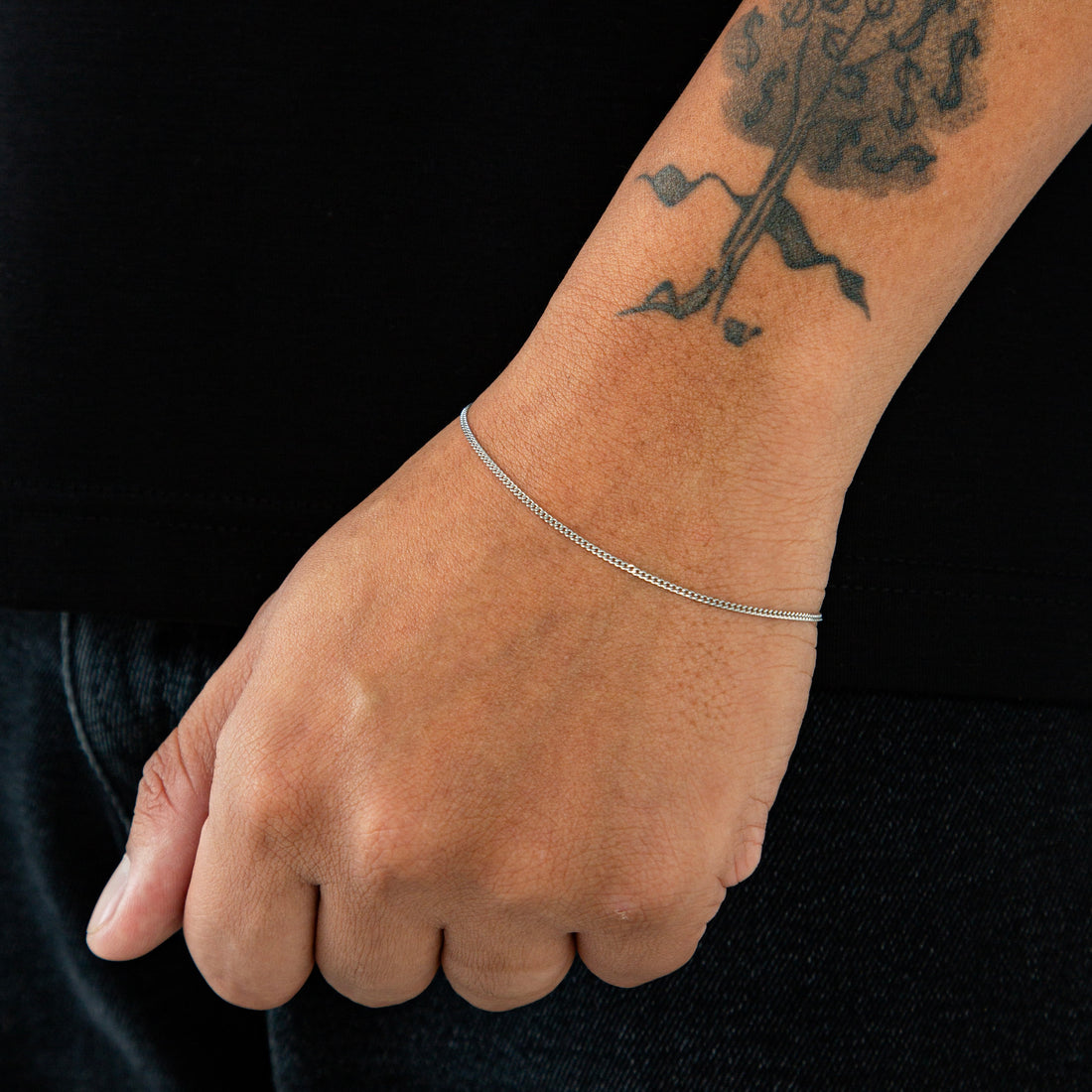 Pulseira Grumet 1,5mm Banhada a Ouro Branco  PUL075