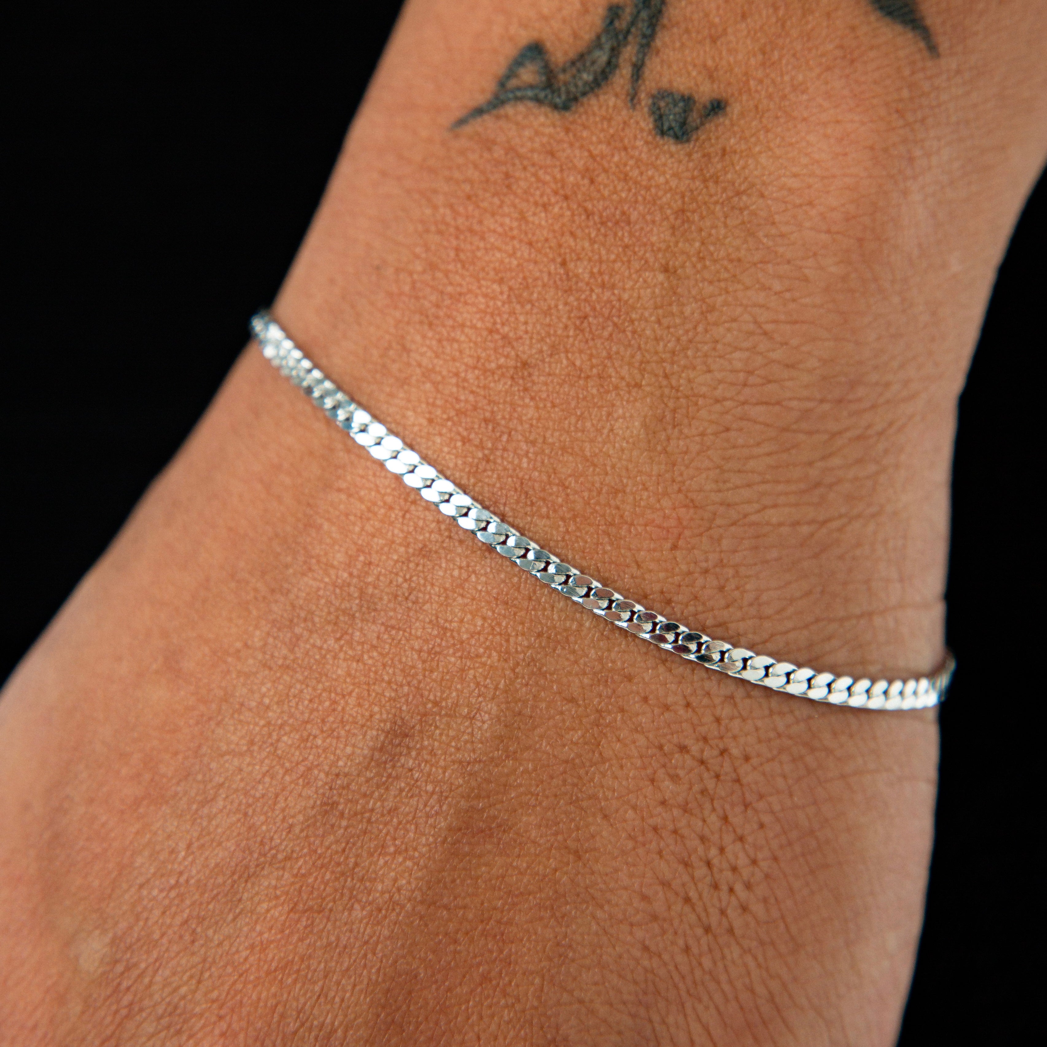 Pulseira Grumet Flat 3mm Banhada a Ouro Branco  PUL077