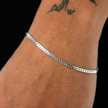 Pulseira Grumet Flat 3mm Banhada a Ouro Branco  PUL077