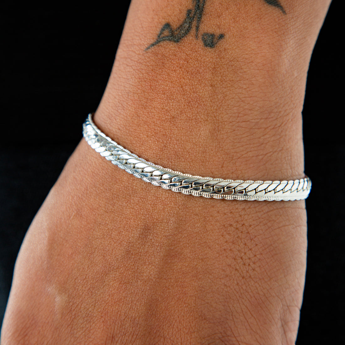Pulseira Grumet Flat Especial 6mm Banhada a Ouro Branco  PUL079