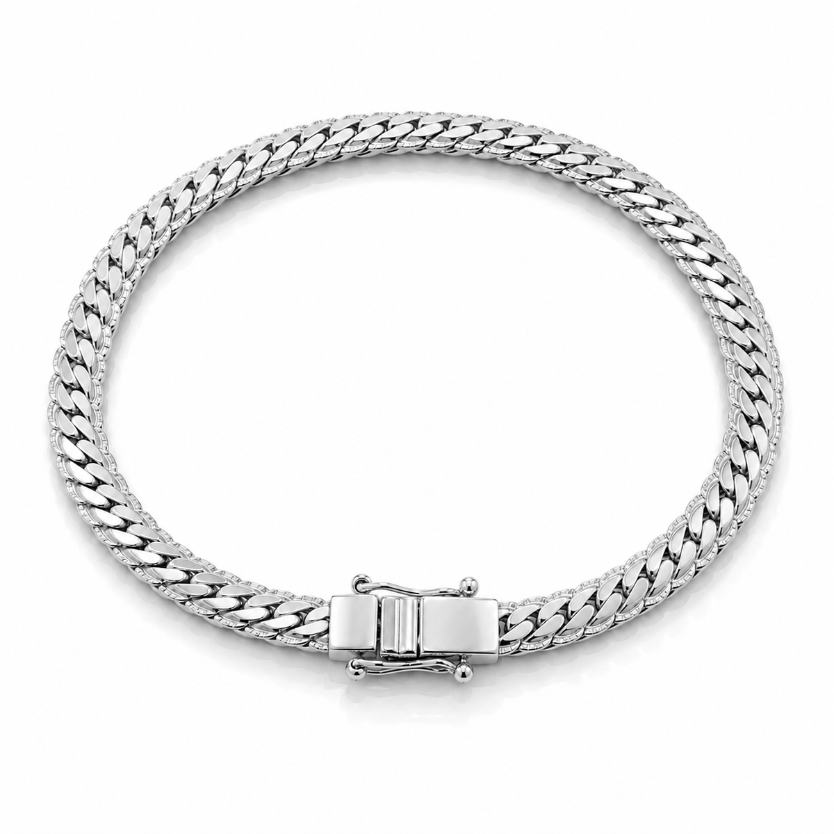 Pulseira Grumet Flat Especial 6mm Banhada a Ouro Branco  PUL079